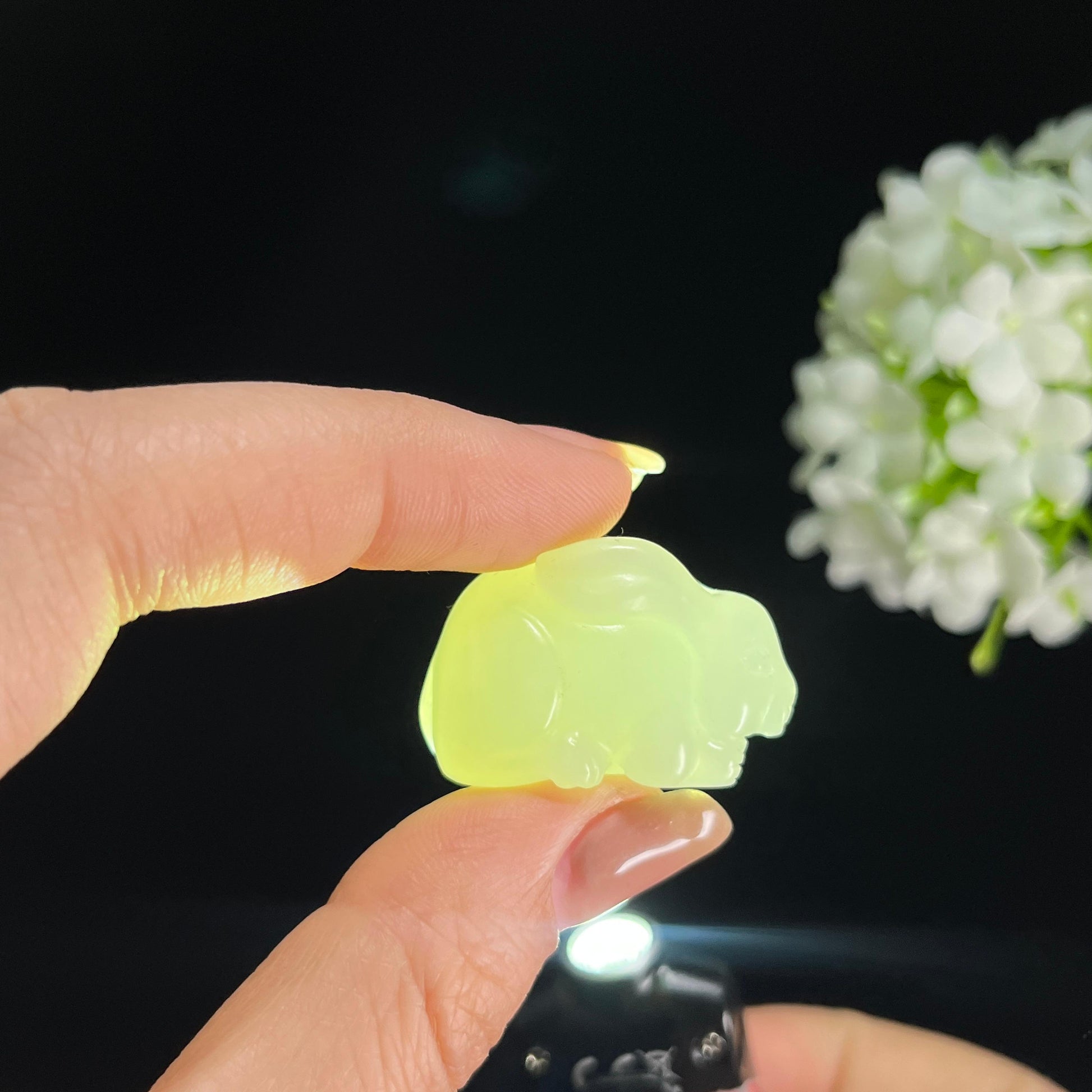 s，和田玉白玉兔雕刻挂件（yc379927）