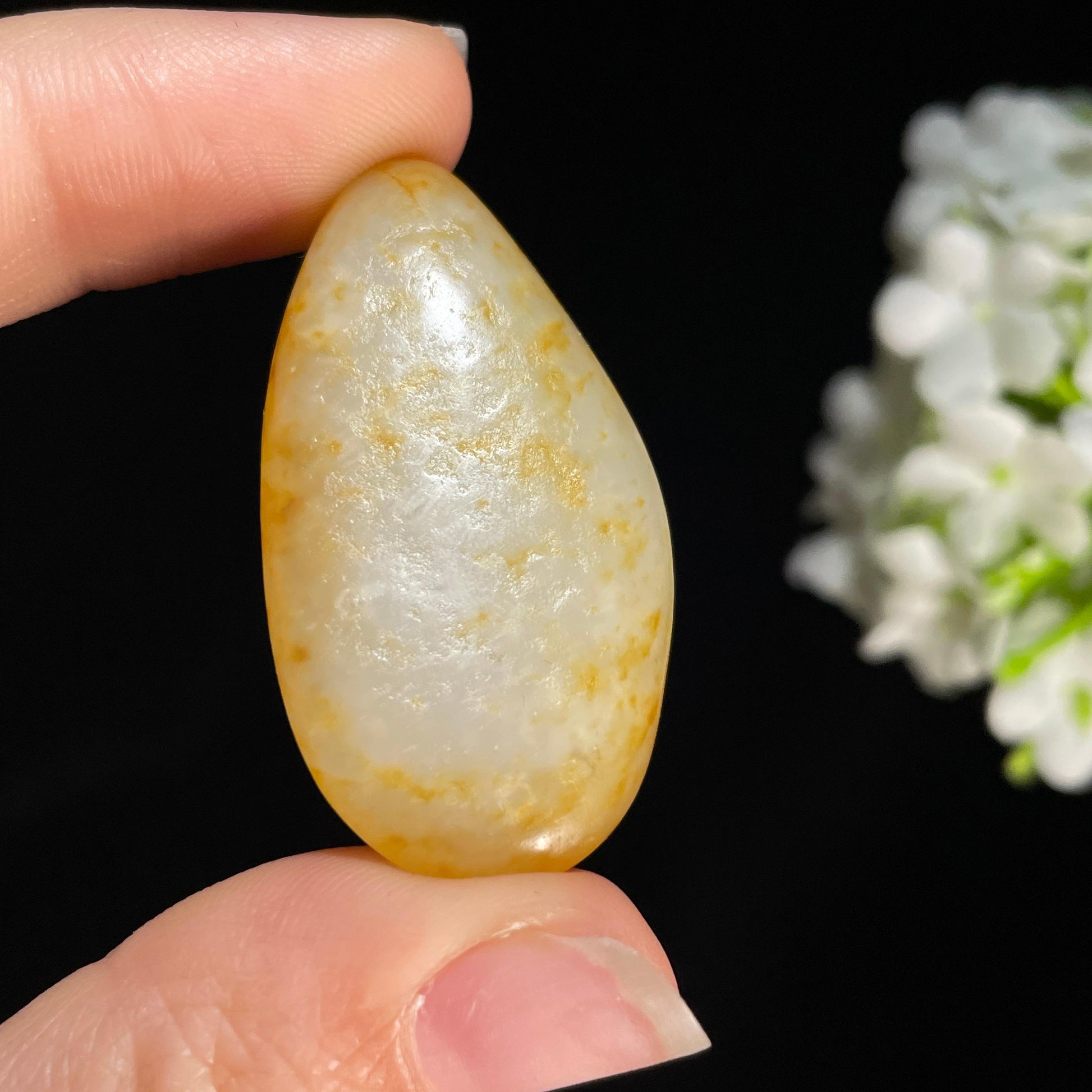 新疆天然和田玉白玉洒金皮精品小籽（yc415001）