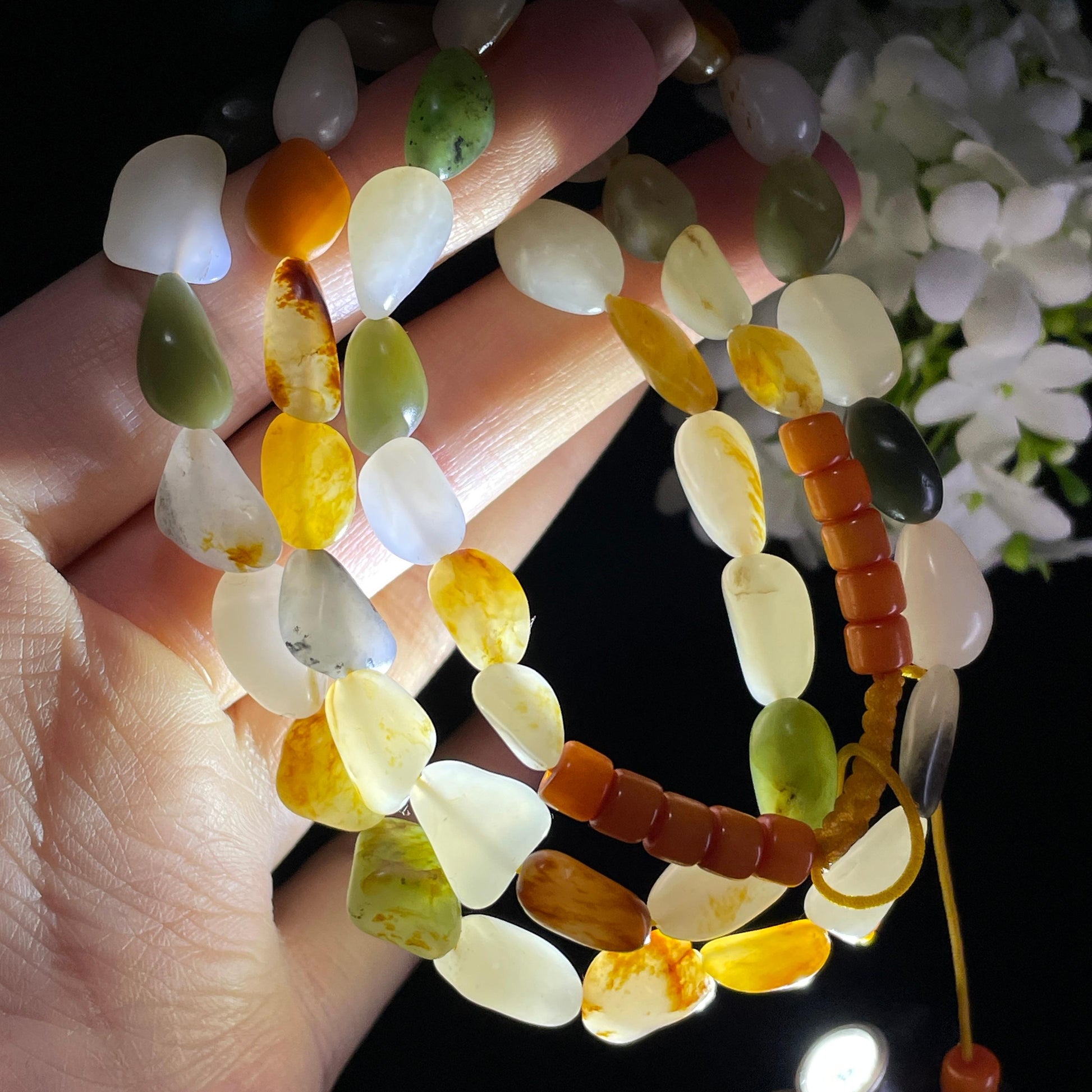 新疆天然和田玉多宝原籽项链（yc355849）