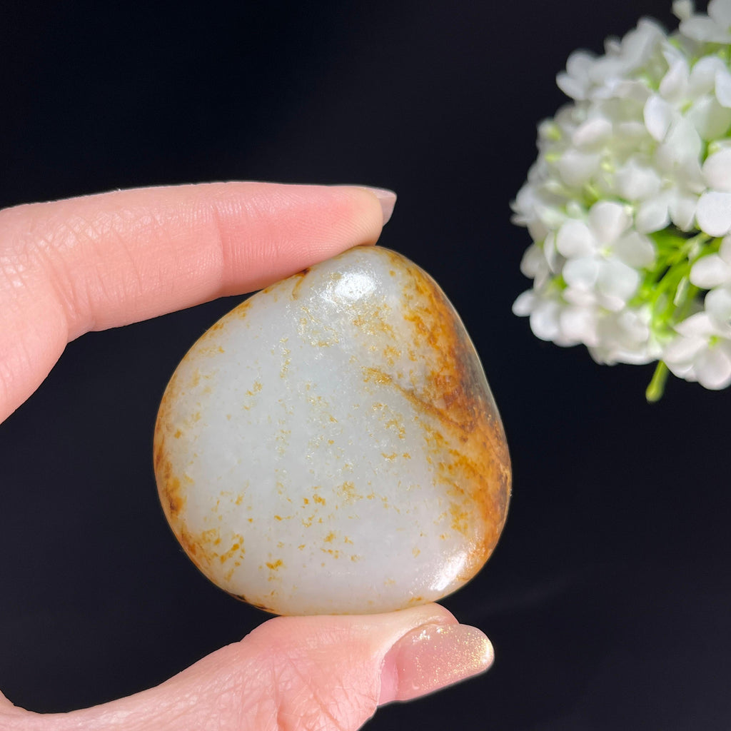 和田玉白玉“烟墨覆雪”洒金皮聚黑皮籽料（yc350443）