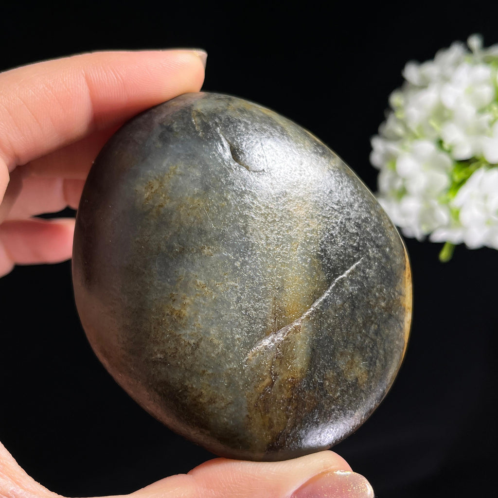 和田玉青花洒金皮“青云金砂”籽料原石（yc295709）