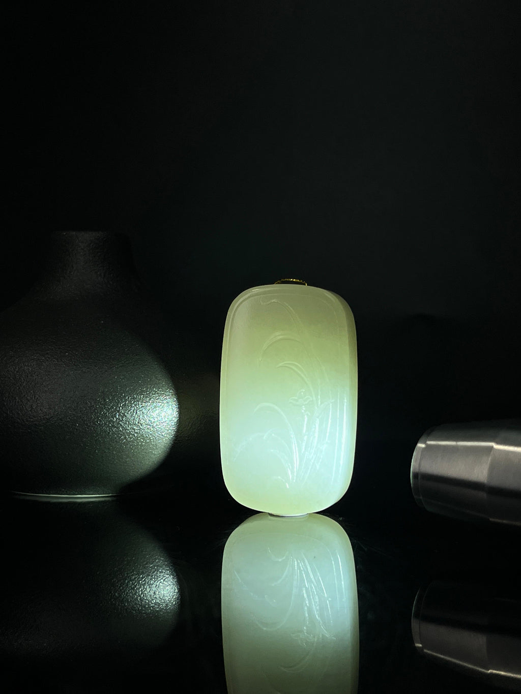 天然和田玉白玉兰花雕刻挂件（yc242872）