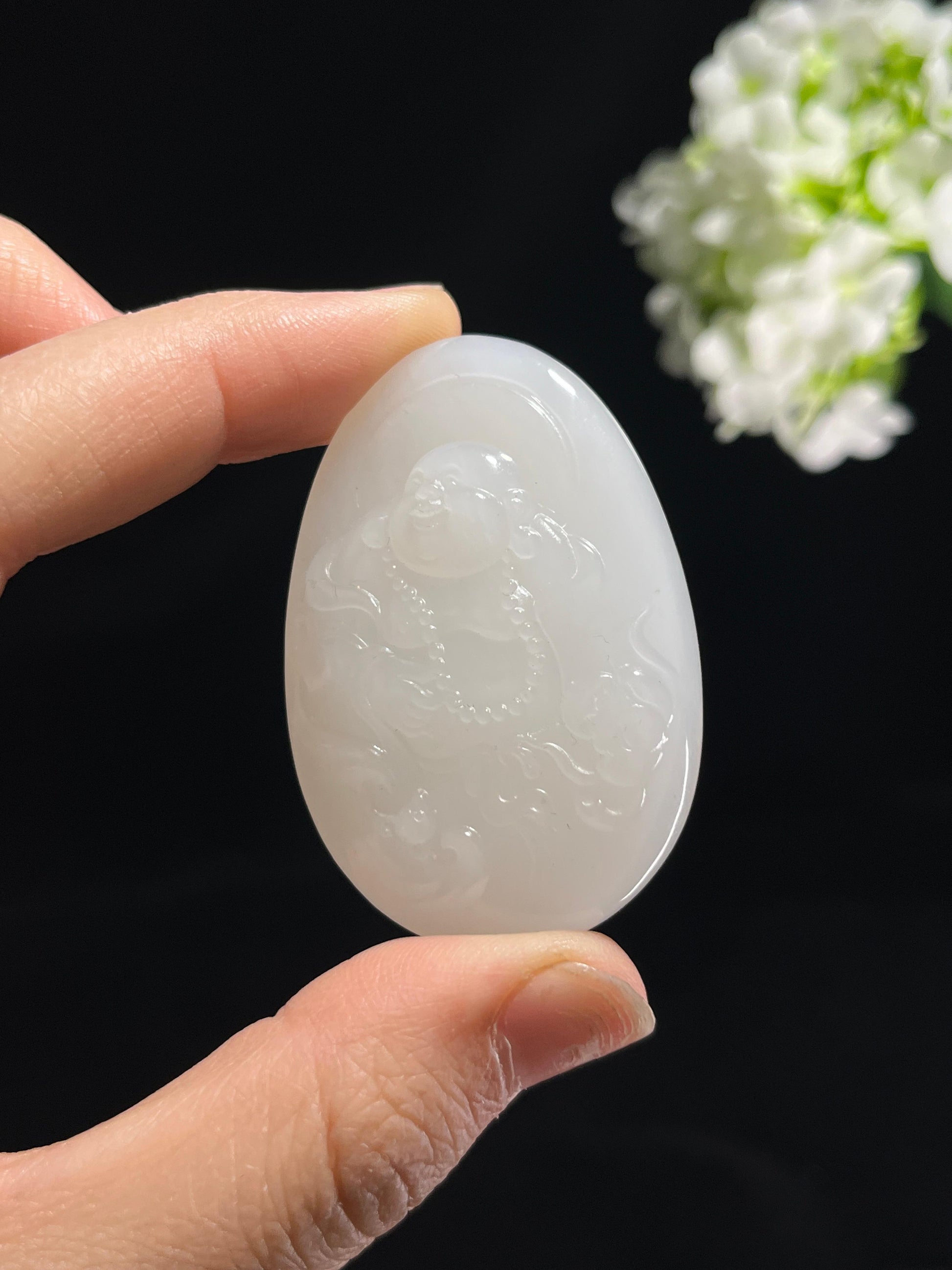 和田玉弥勒佛雕刻挂件（yc257300）