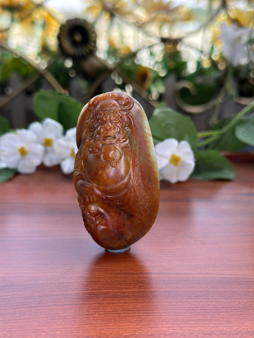新疆和田玉精品红沁籽料钟馗挂件（yc708002）
