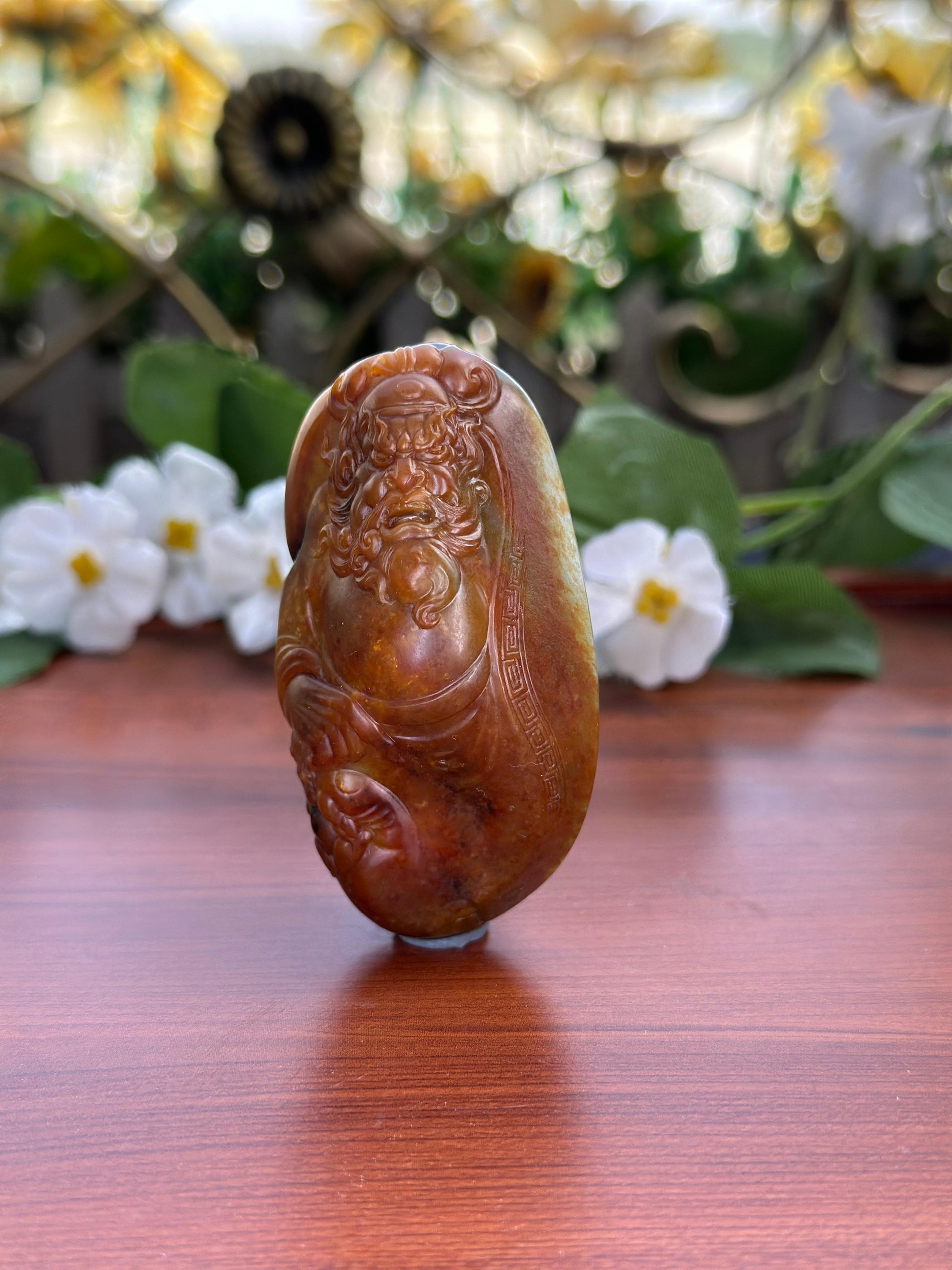 新疆和田玉精品红沁籽料钟馗挂件（yc708002）