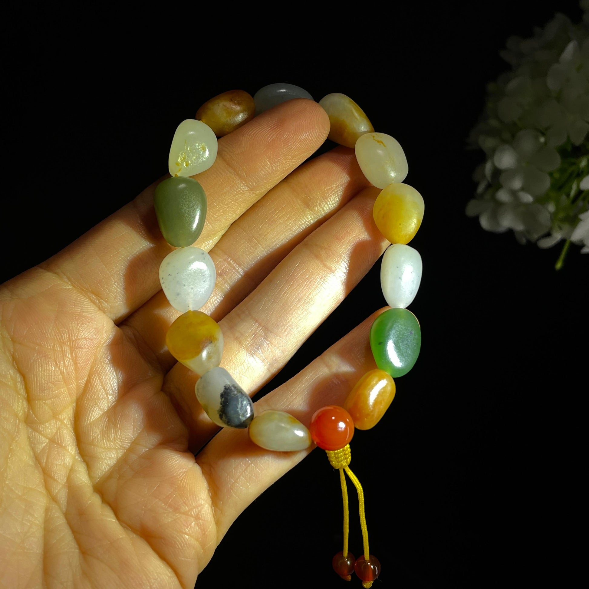 新疆天然和田玉多宝原籽手串（yc355837）