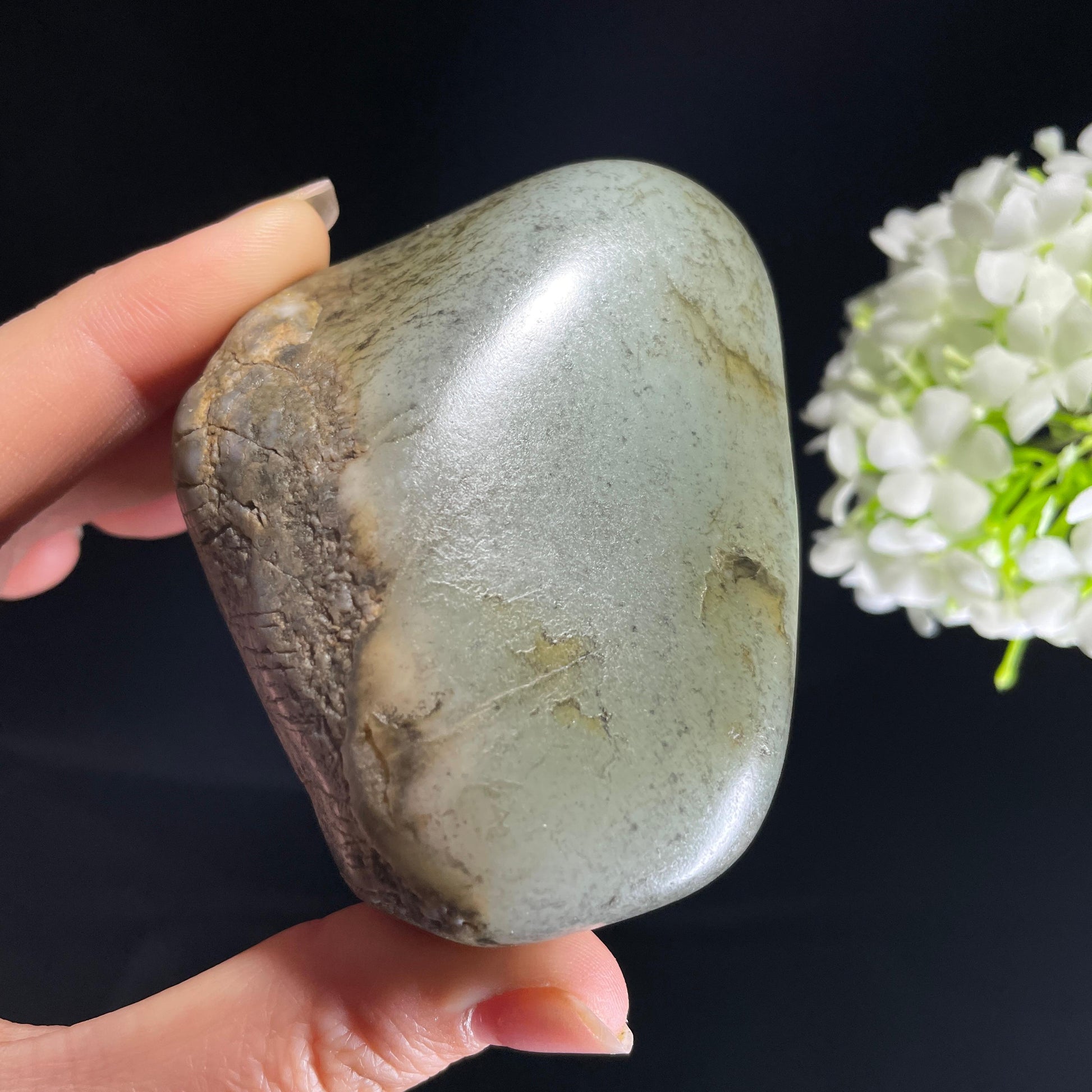 新疆天然和田玉“苍烟落照”油库皮籽料（yc408705）