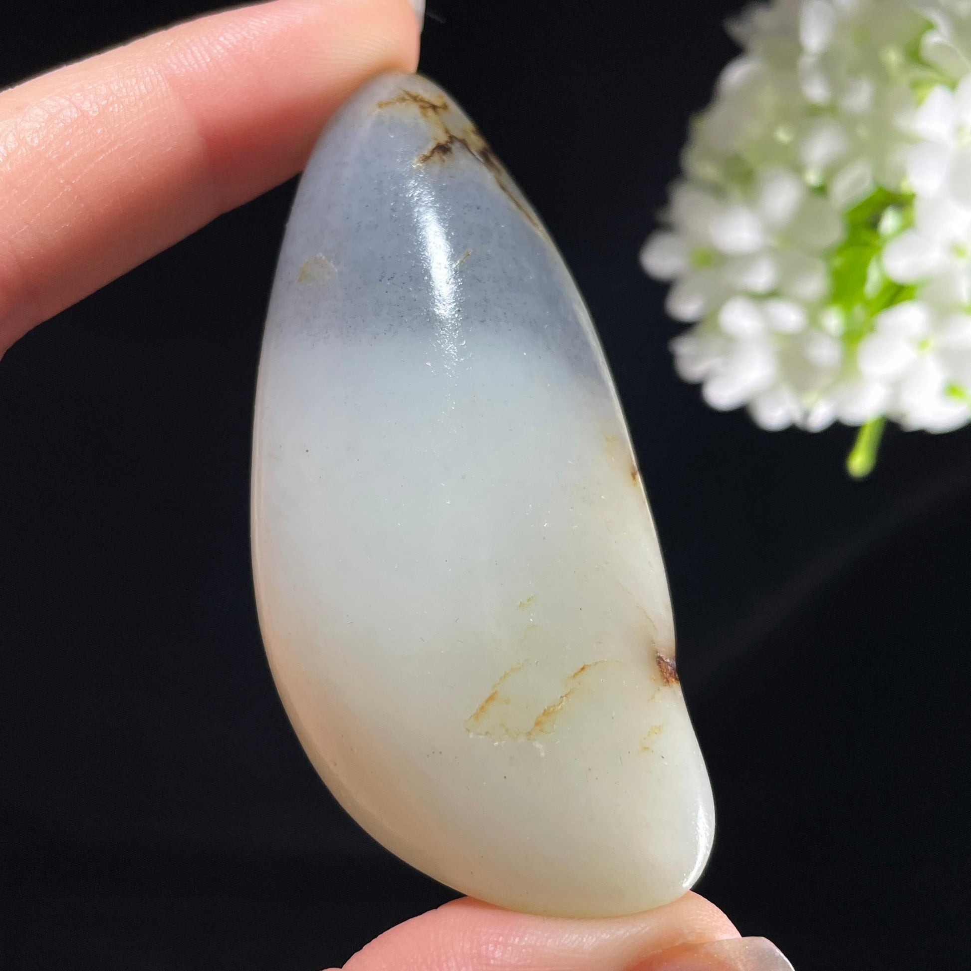 和田玉青花“江雾凝月”黑皮秋梨皮籽料（yc394234）