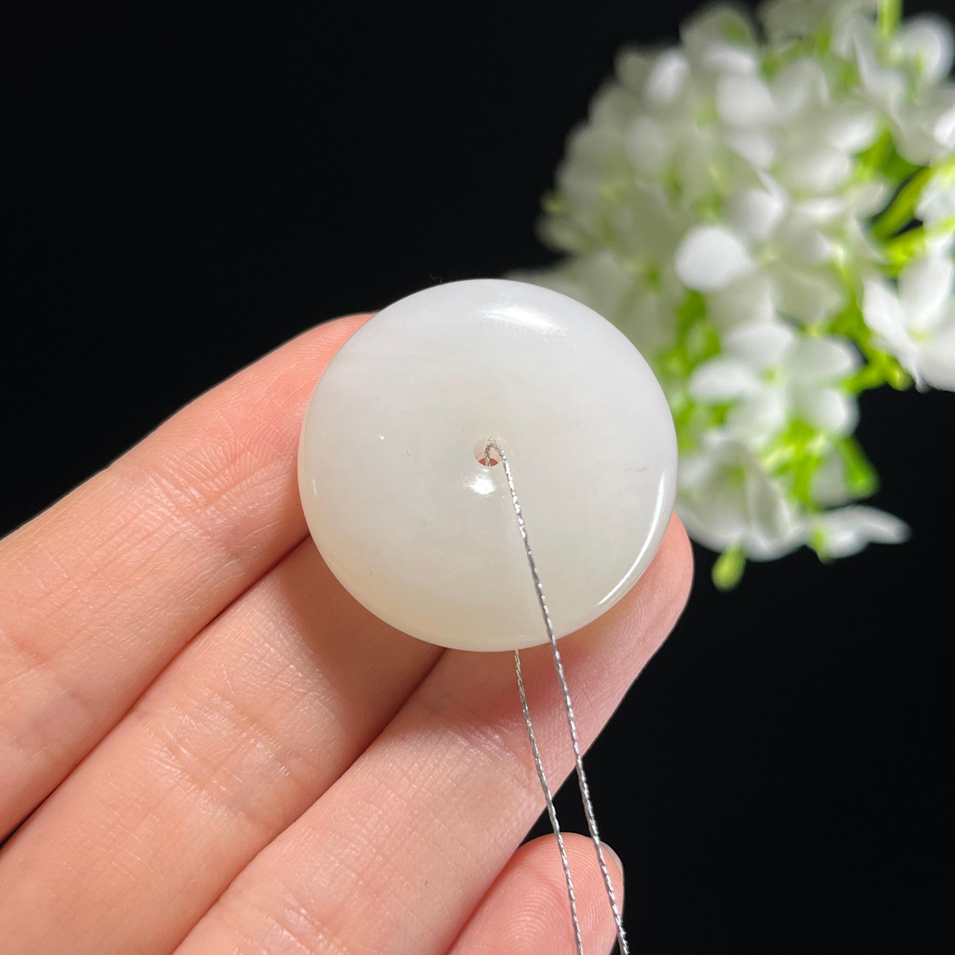 新疆天然和田玉白玉平安扣（yc348883）