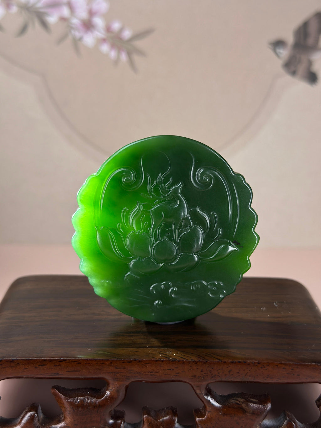 珍品和田玉碧玉双面圆牌挂件（yc767559）