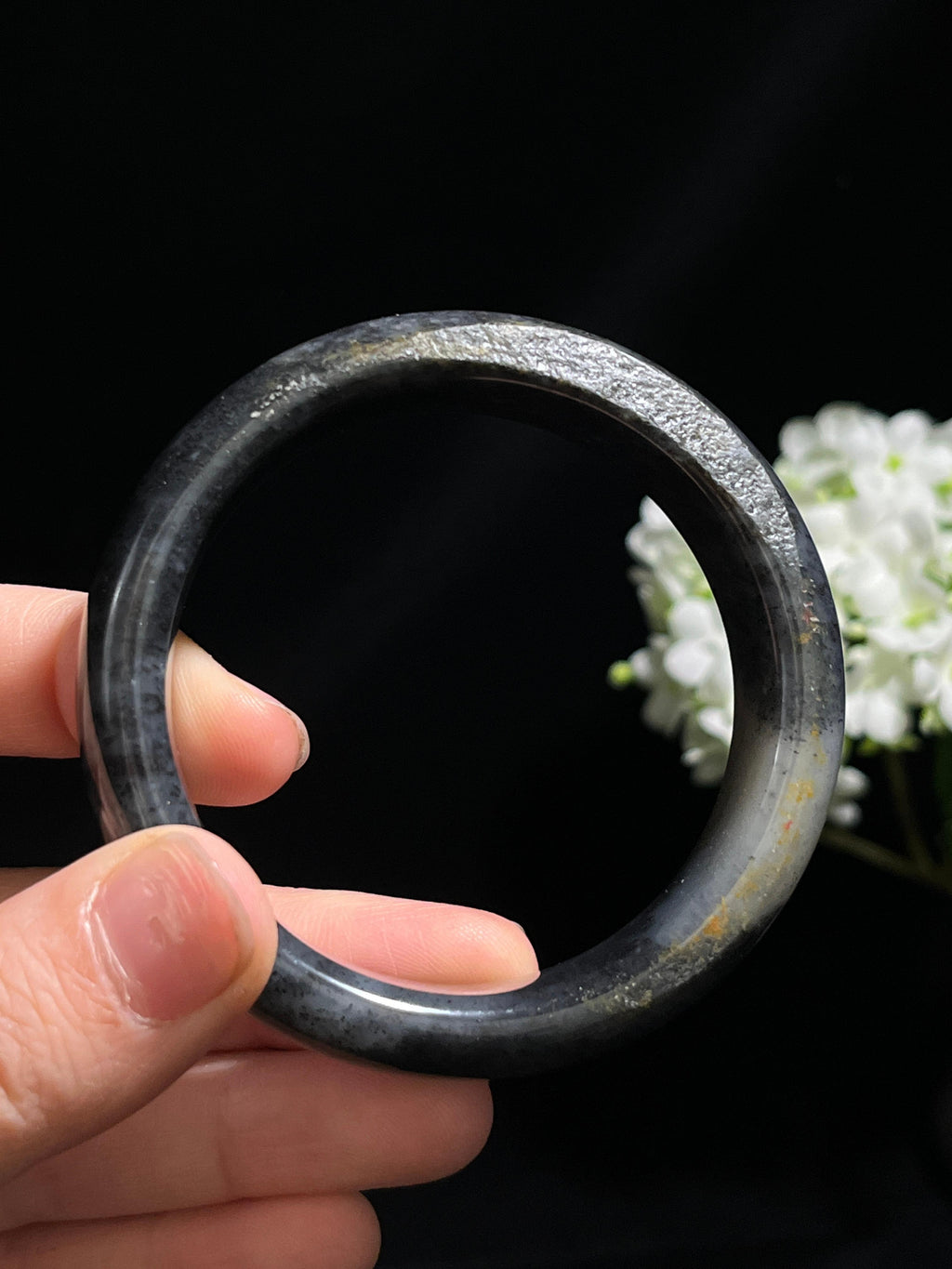 和田玉青花籽料带皮手镯（卡56）（yc254776）