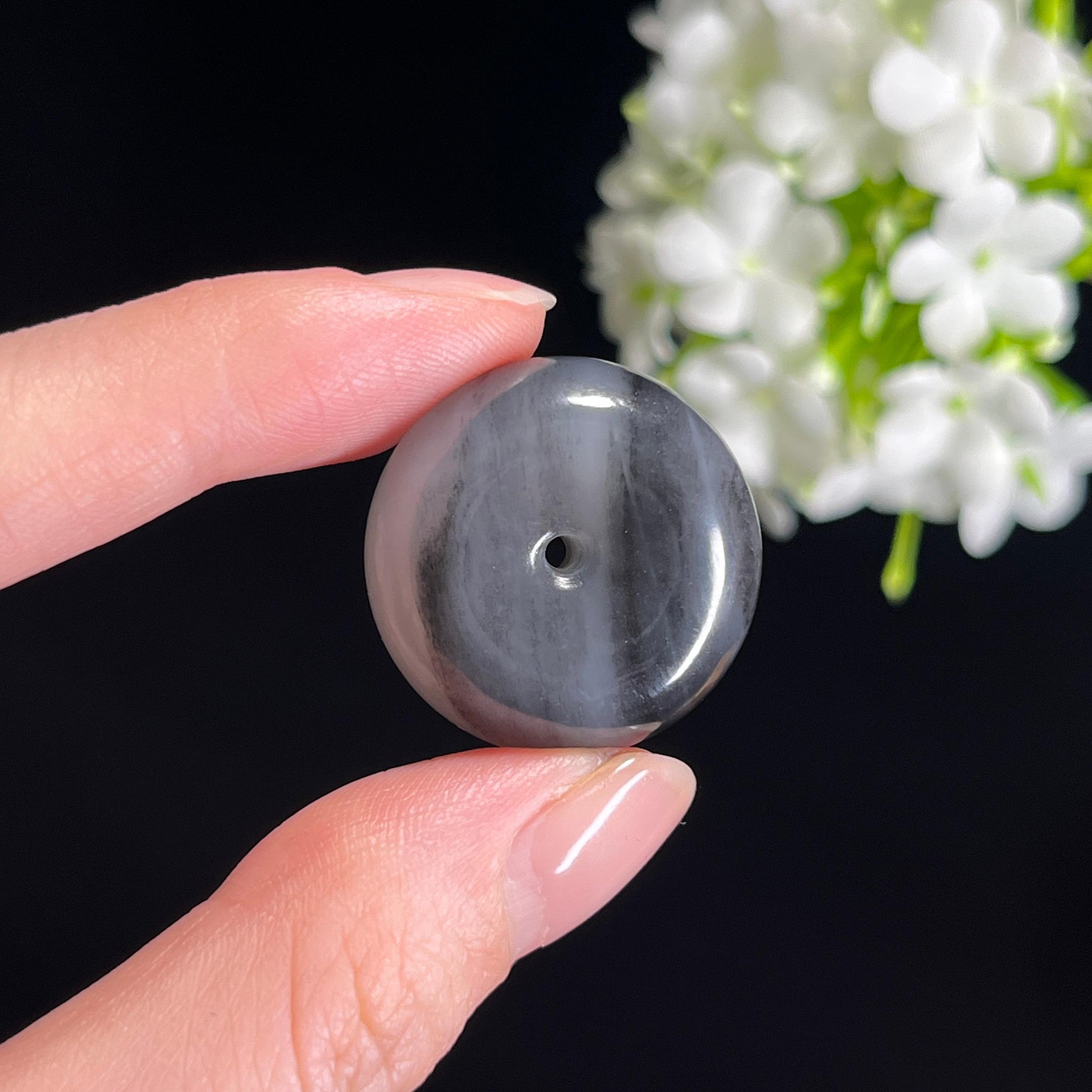 天然和田玉“圆满呈祥”籽料青花平安扣（yc339131）