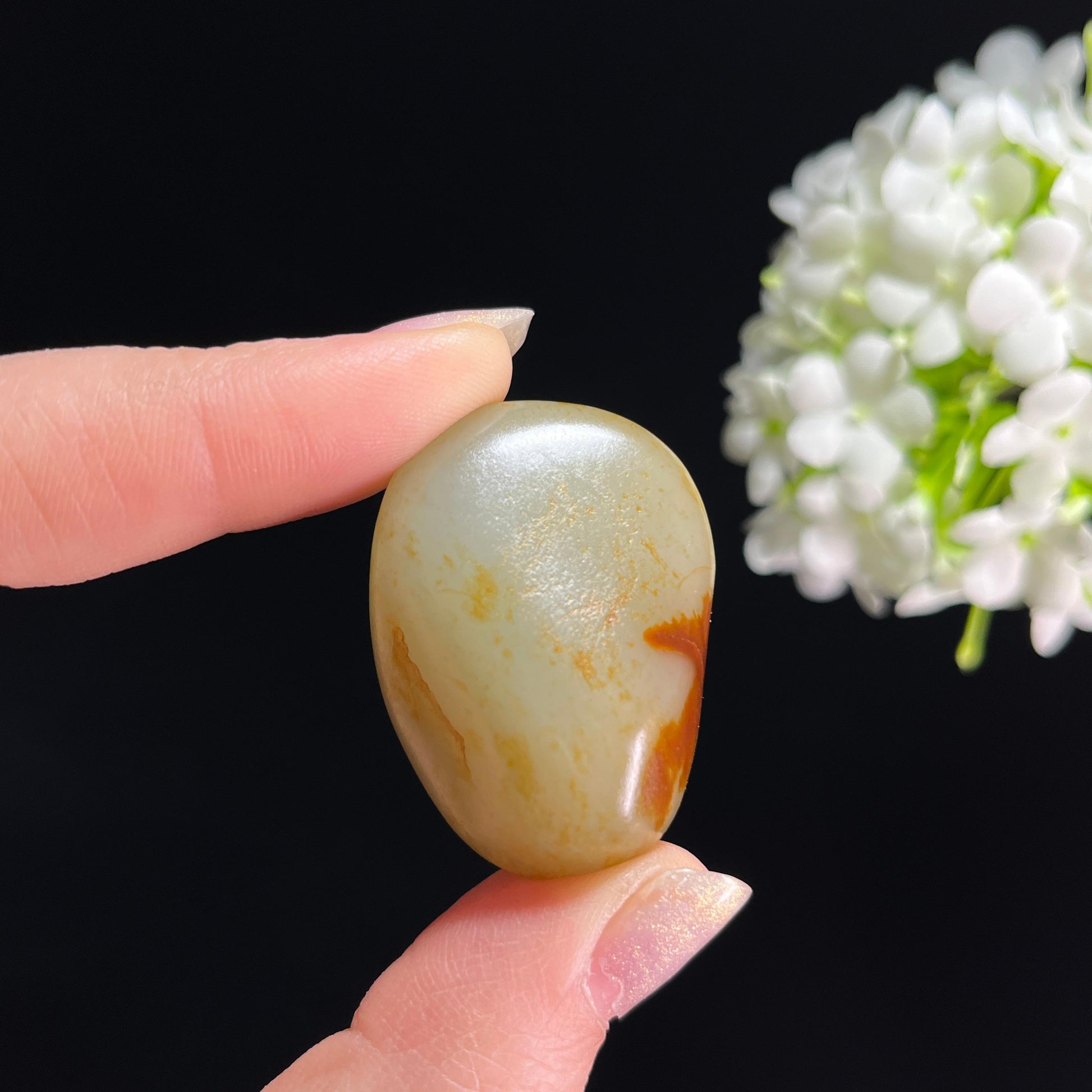 和田玉青白玉“虹霞拂霜”红皮白肉籽料（yc333304）