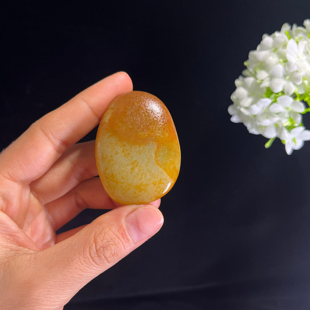 和田玉青白玉洒金皮“金韵凝脂”籽料原石（yc279529）