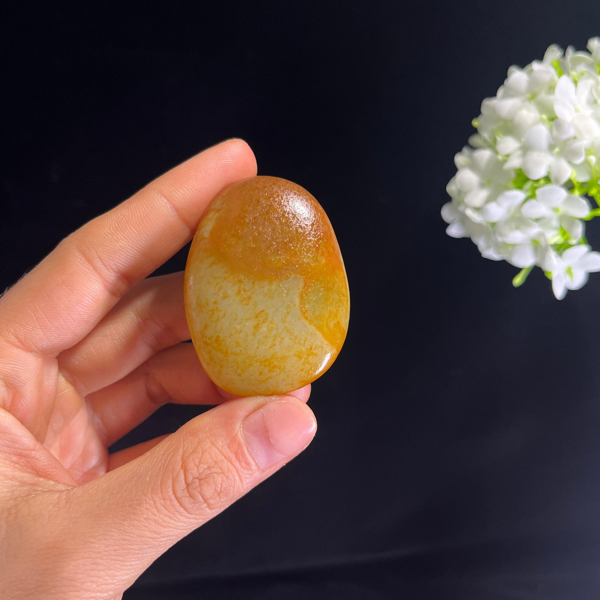 和田玉青白玉洒金皮“金韵凝脂”籽料原石（yc279529）
