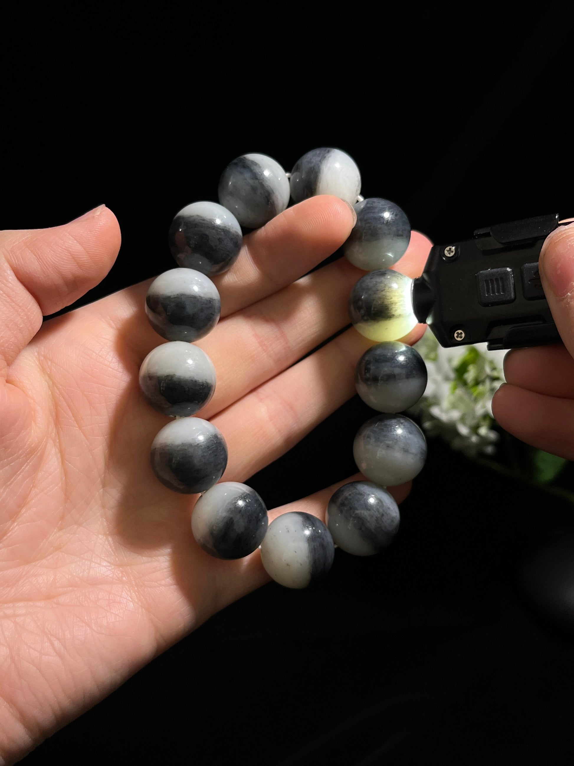 广告流视频料，和田玉青花圆形珠手串（卡18）（yc254777）