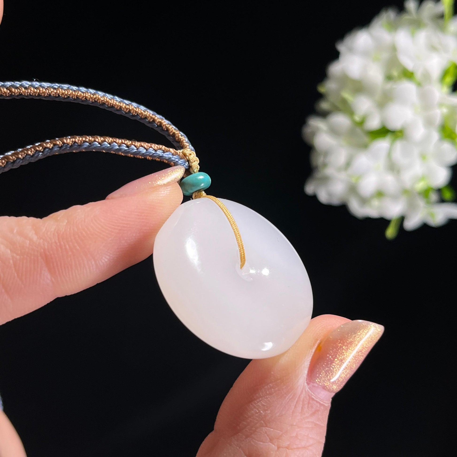 和田玉白玉冰透莹润平安扣（yc303428）