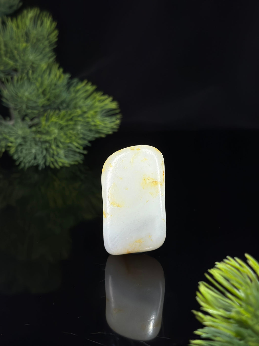 新疆和田玉白玉带青花洒金皮籽料手把件（yc479235）