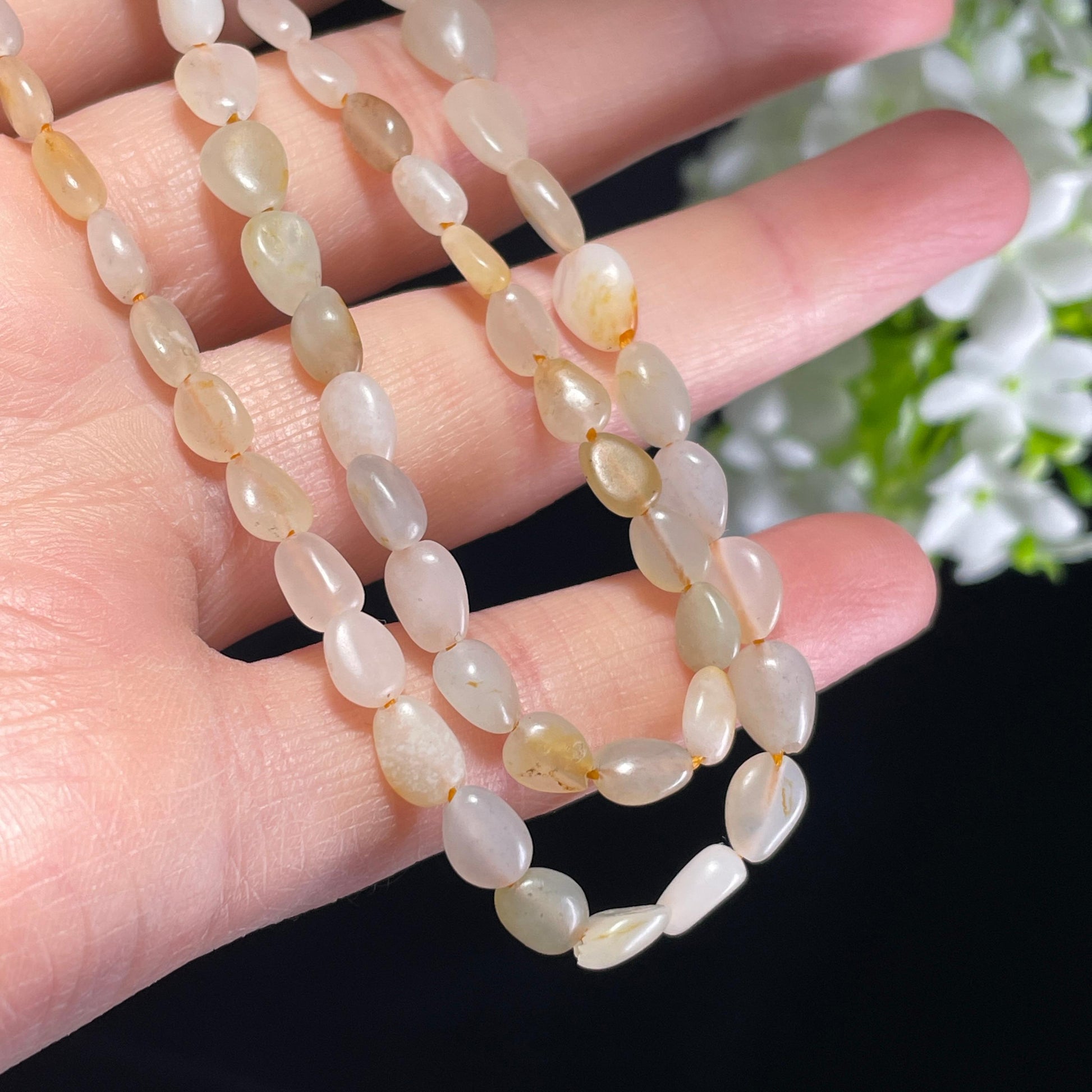 新疆天然和田玉白玉洒金皮红皮原籽项链（yc355854）