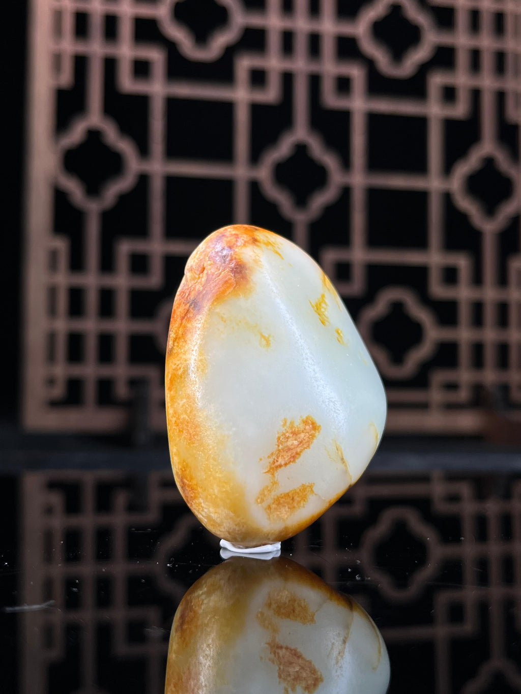 新疆和田玉白玉籽料原石聚红皮挂件3（yc234065）