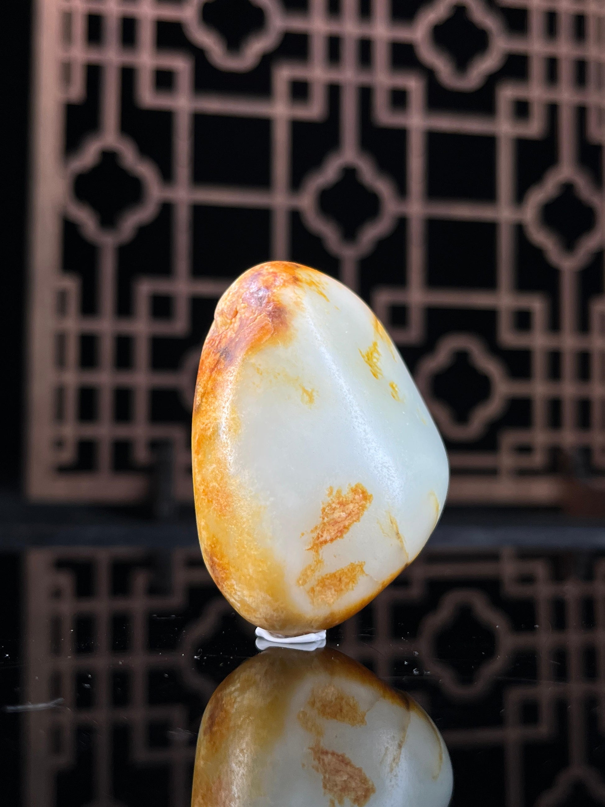 新疆和田玉白玉籽料原石聚红皮挂件3（yc234065）