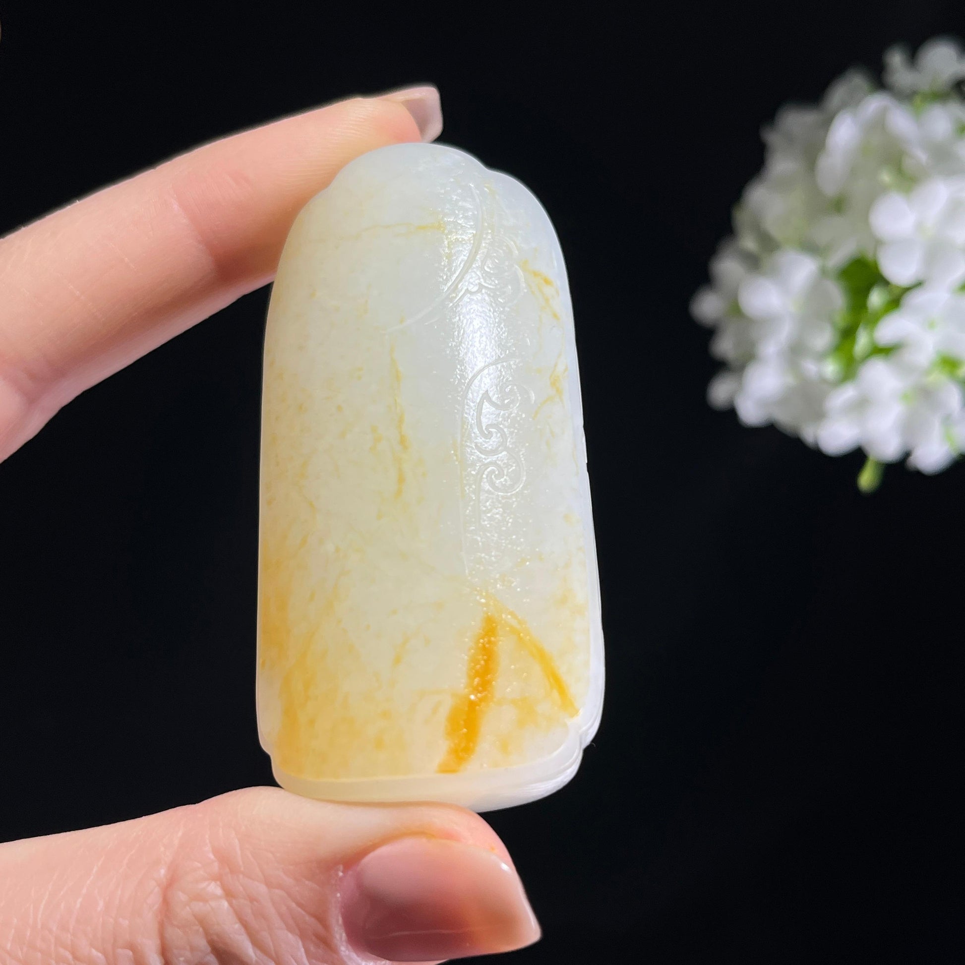 和田玉白玉洒金皮籽料无事牌（yc372536）