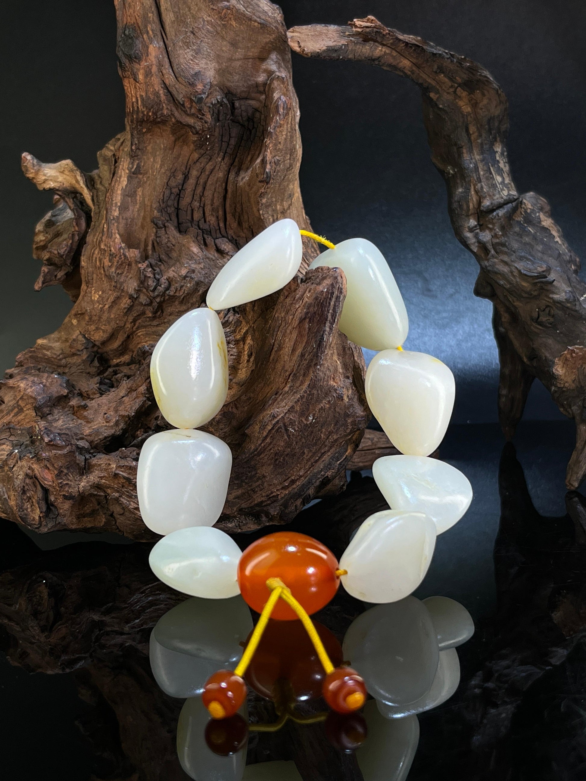 新疆和田玉光白籽手串（yc229354）