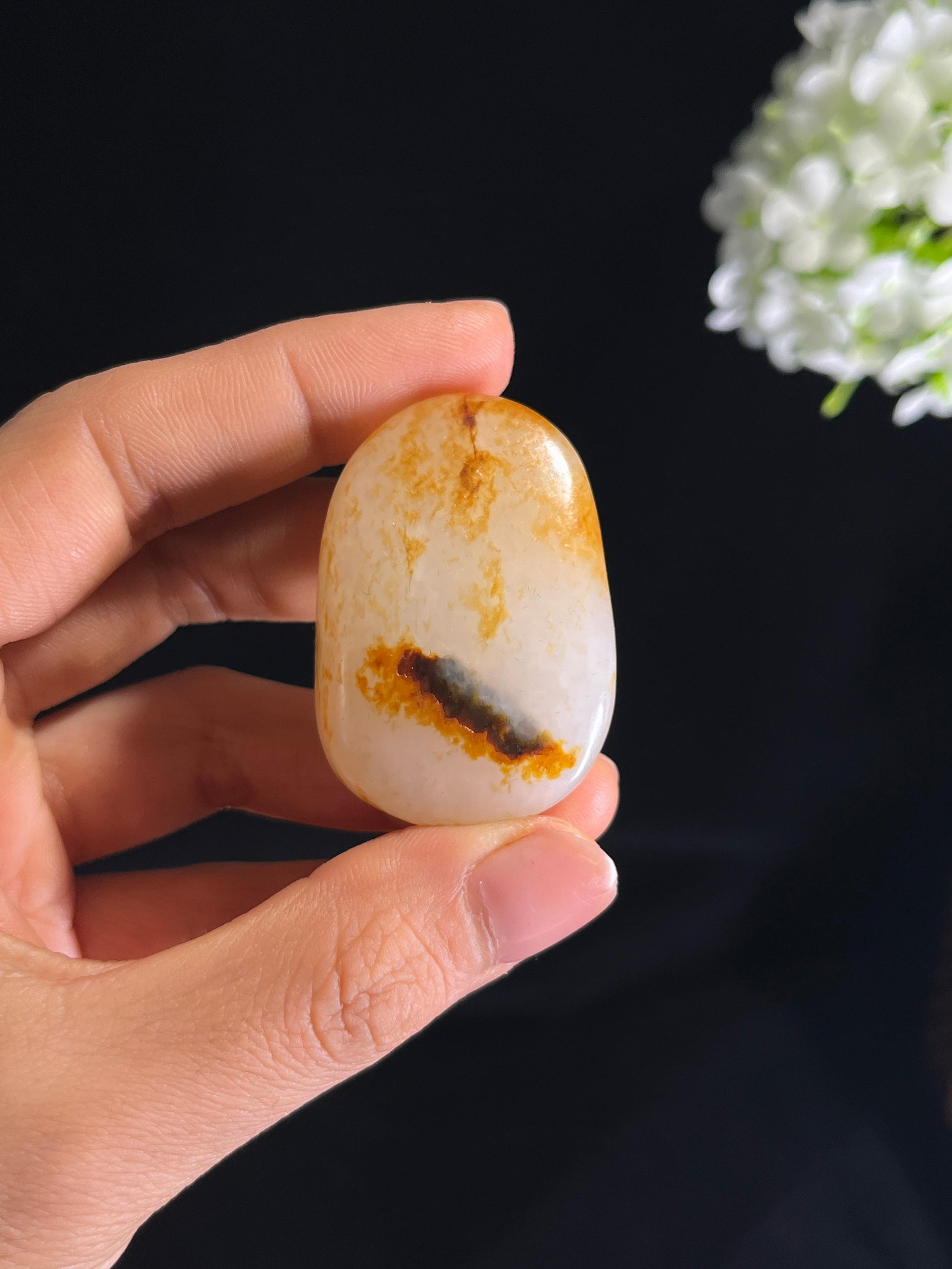 和田玉白玉洒金皮“金阳凝脂”籽料原石（yc272167）