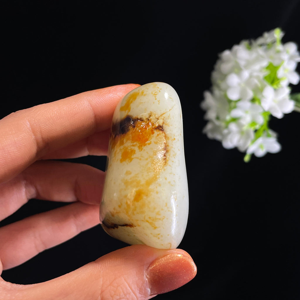 和田玉白玉“烟汀晚泊”红皮洒金皮籽料（yc375293）