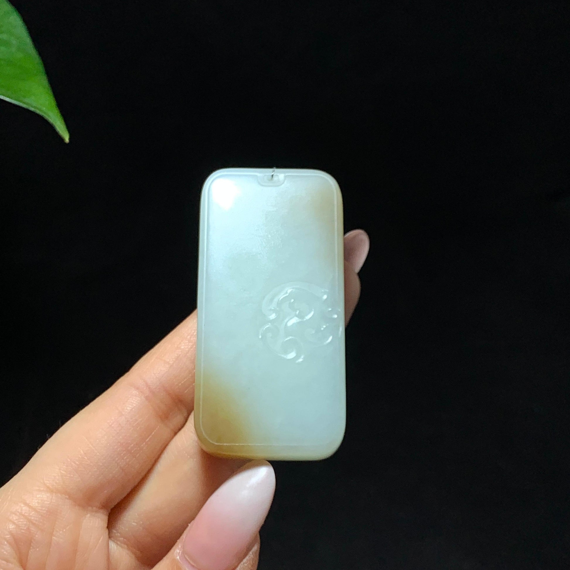 和田玉糖白钟馗纳福挂件（yc379716）