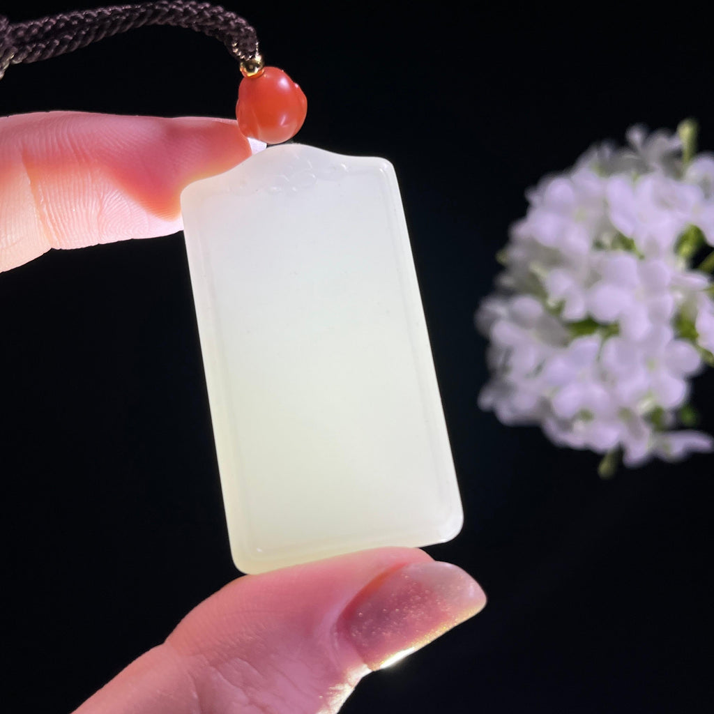 新疆天然和田玉白玉“云庭雪帖”籽料无事牌（yc303361）