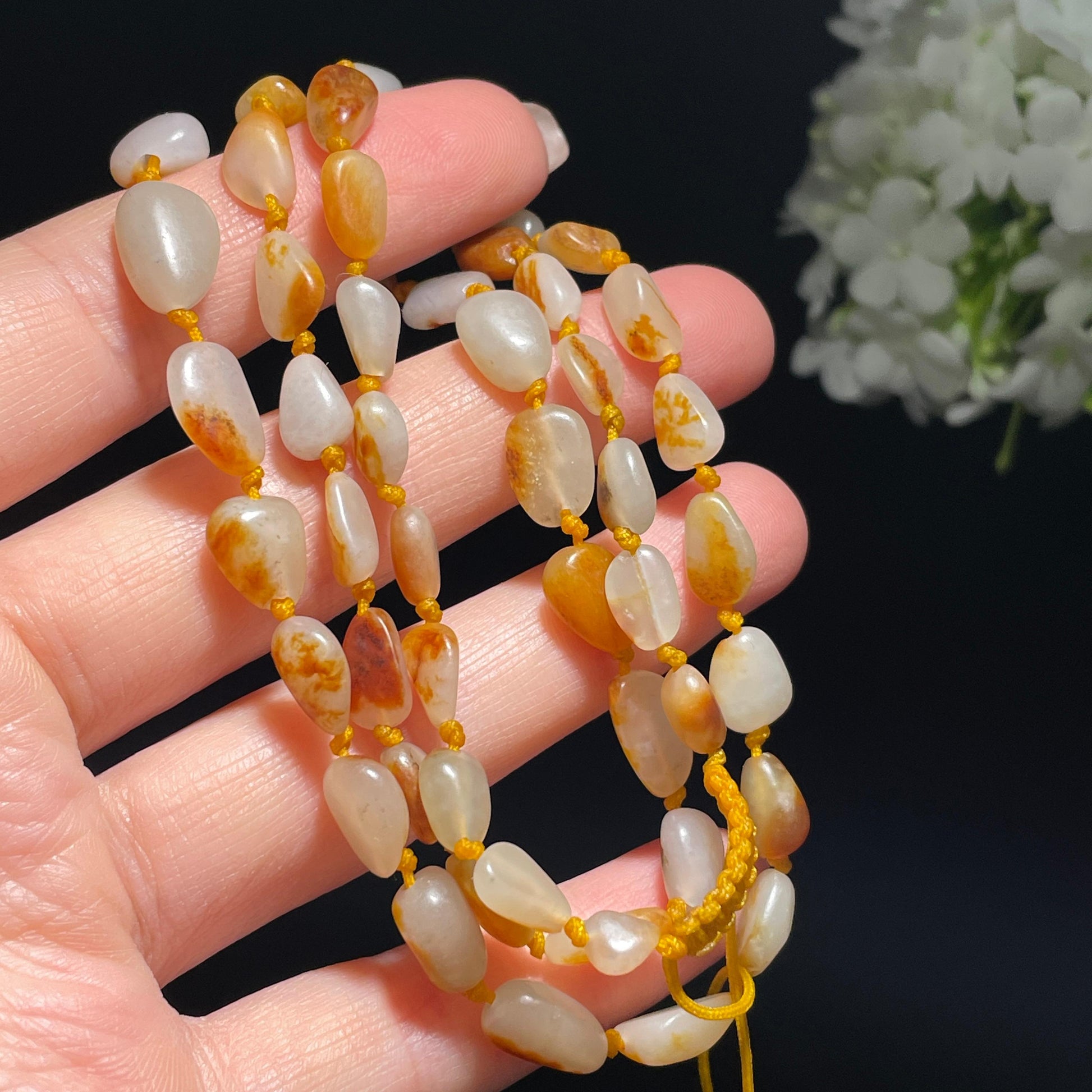 新疆天然和田玉红皮白肉原籽项链（yc355859）