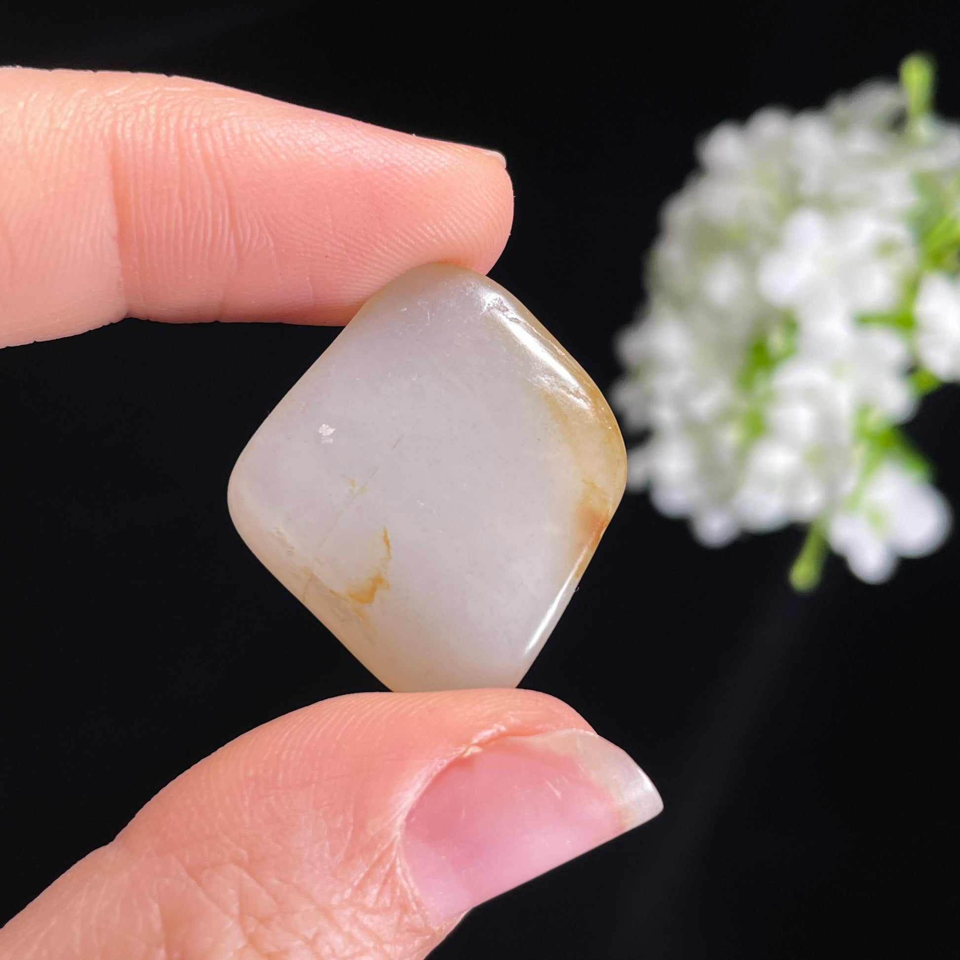 和田玉白玉“枫影白砚”洒红皮籽料（yc416747）