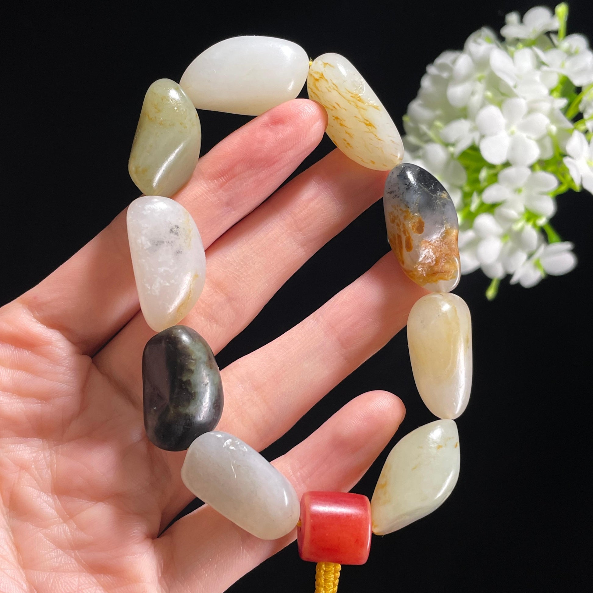 新疆天然和田玉多宝原籽手串（yc369933）