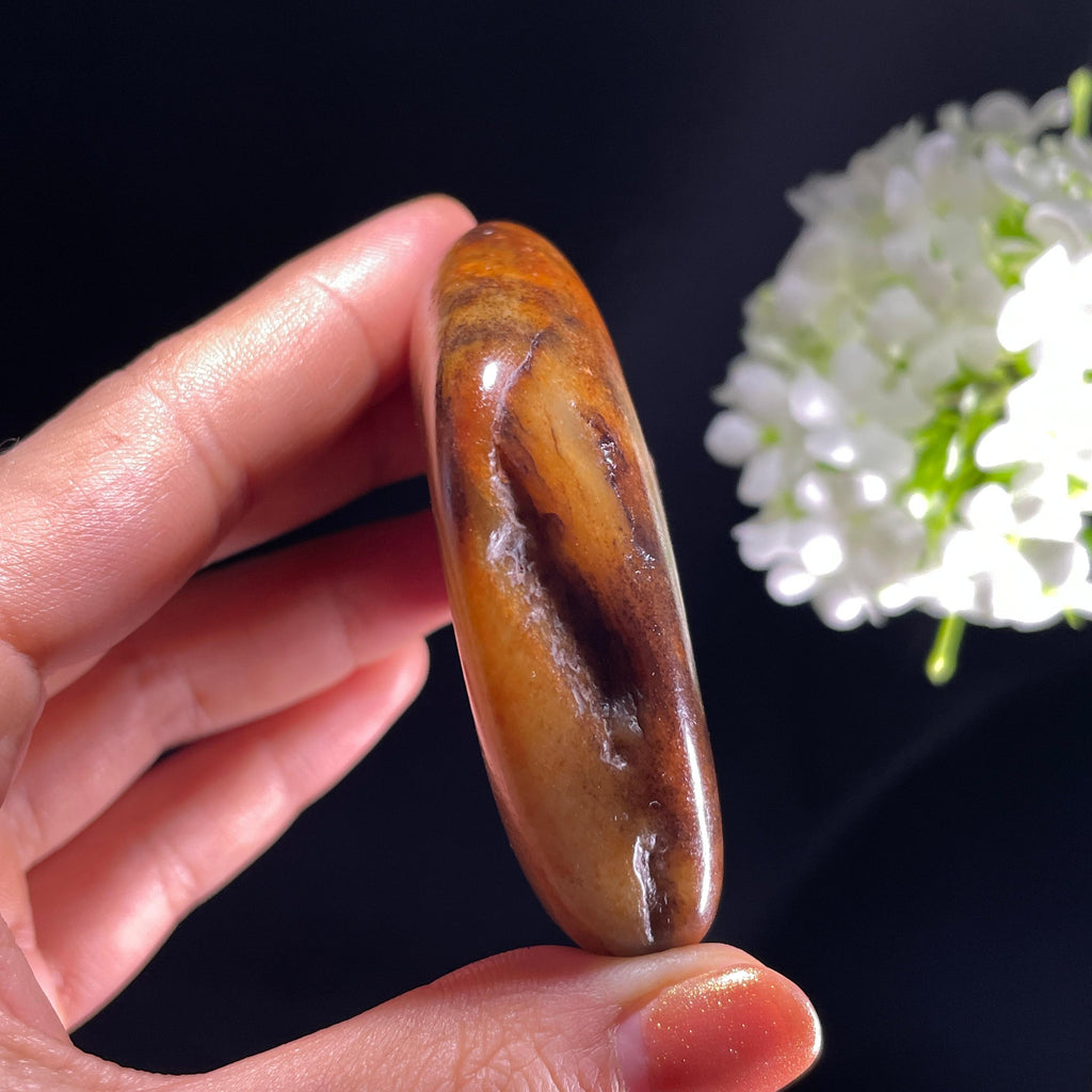 新疆天然和田玉“彤云叠嶂”红沁籽料（yc392647）