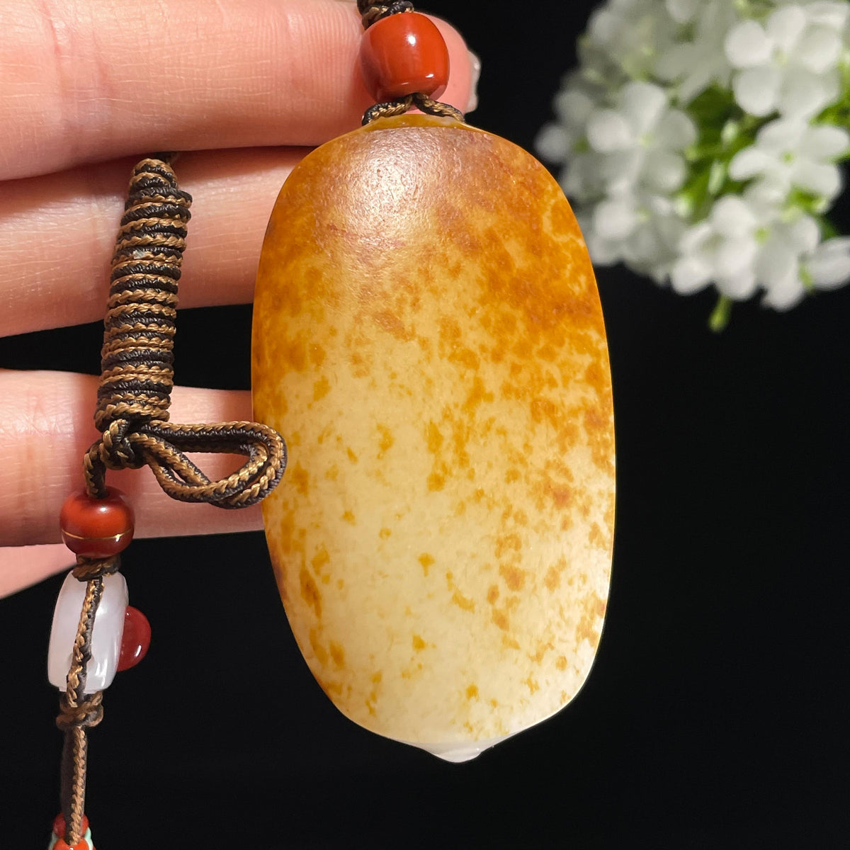 2026.3.31广告流，和田玉白玉洒金皮聚红皮籽料无事牌（yc372849）