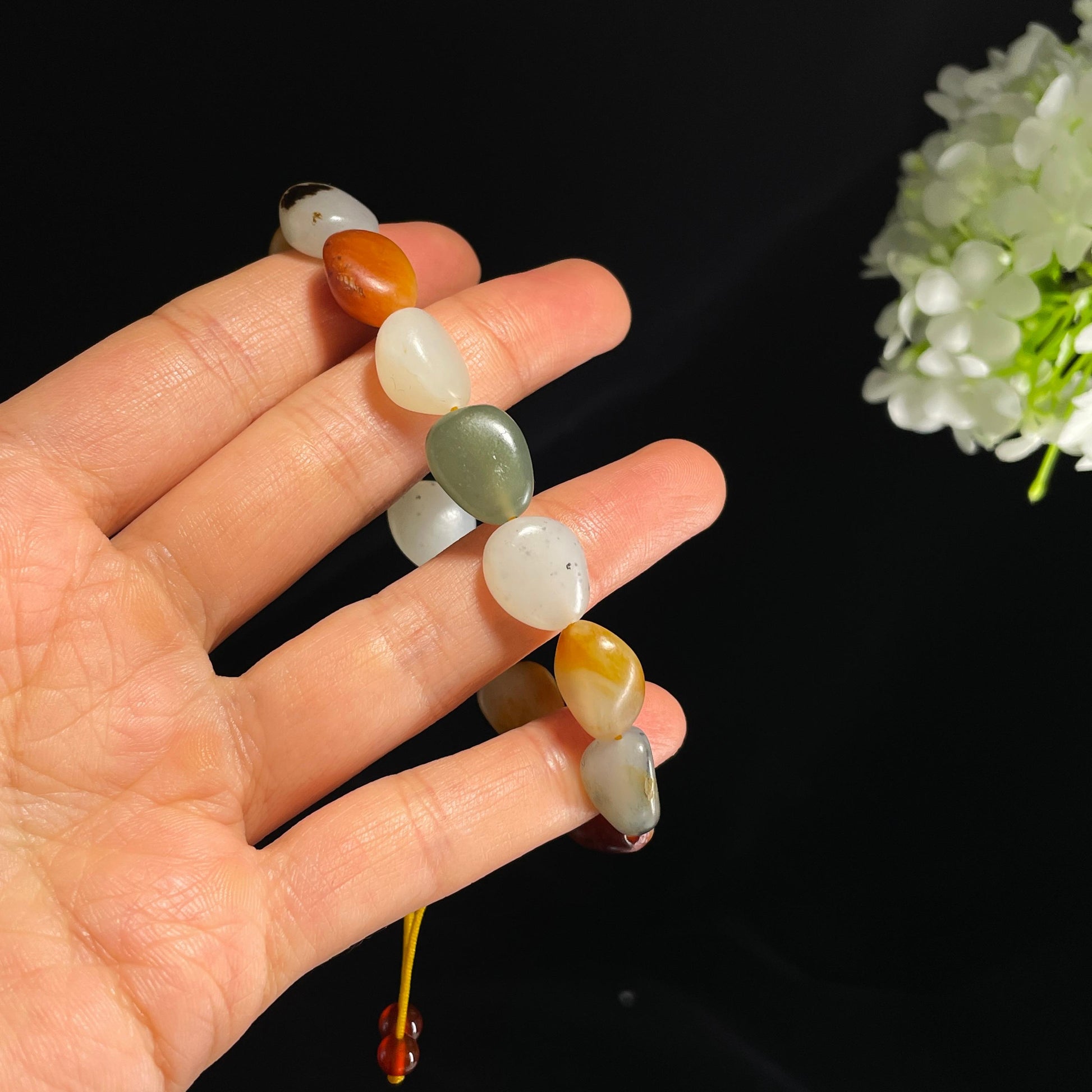 新疆天然和田玉多宝原籽手串（yc355837）