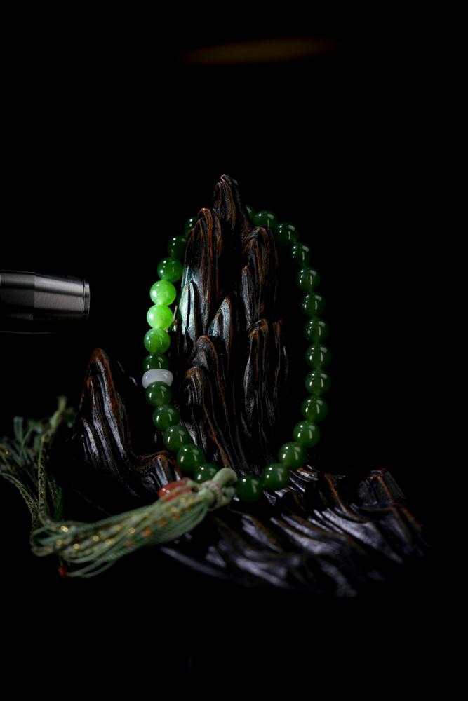 和田玉碧玉手串（卡8）（yc253301）