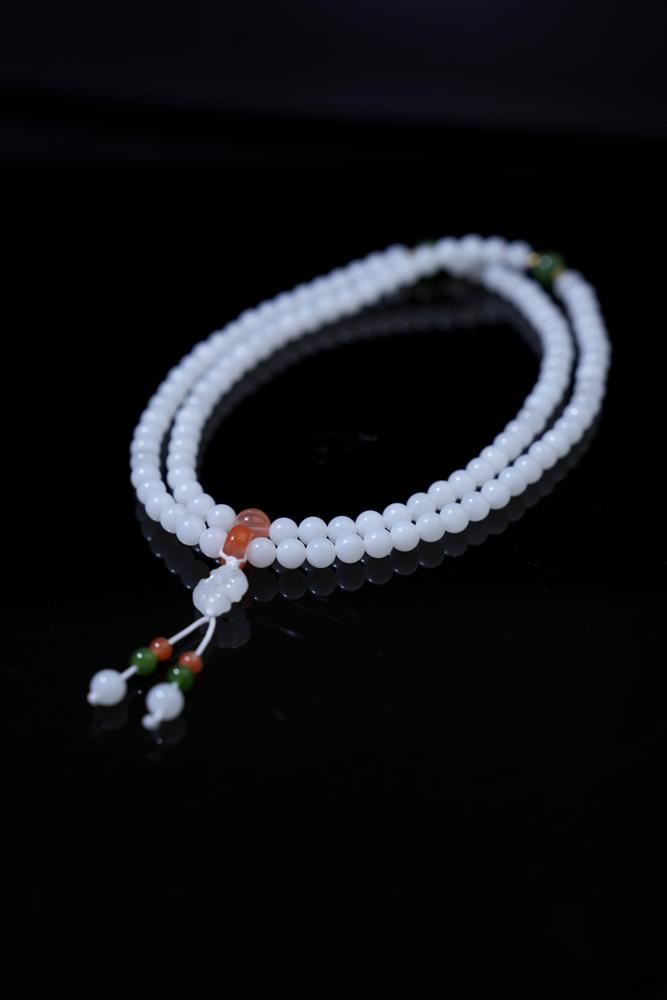 新疆天然和田玉羊脂白玉手持珠串（yc258397）