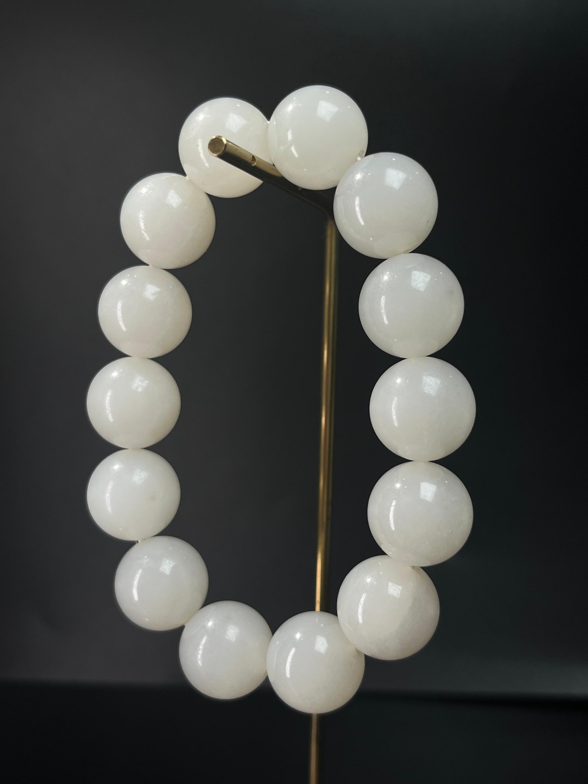 天然和田白玉圆型珠手串（卡16）（yc242877）