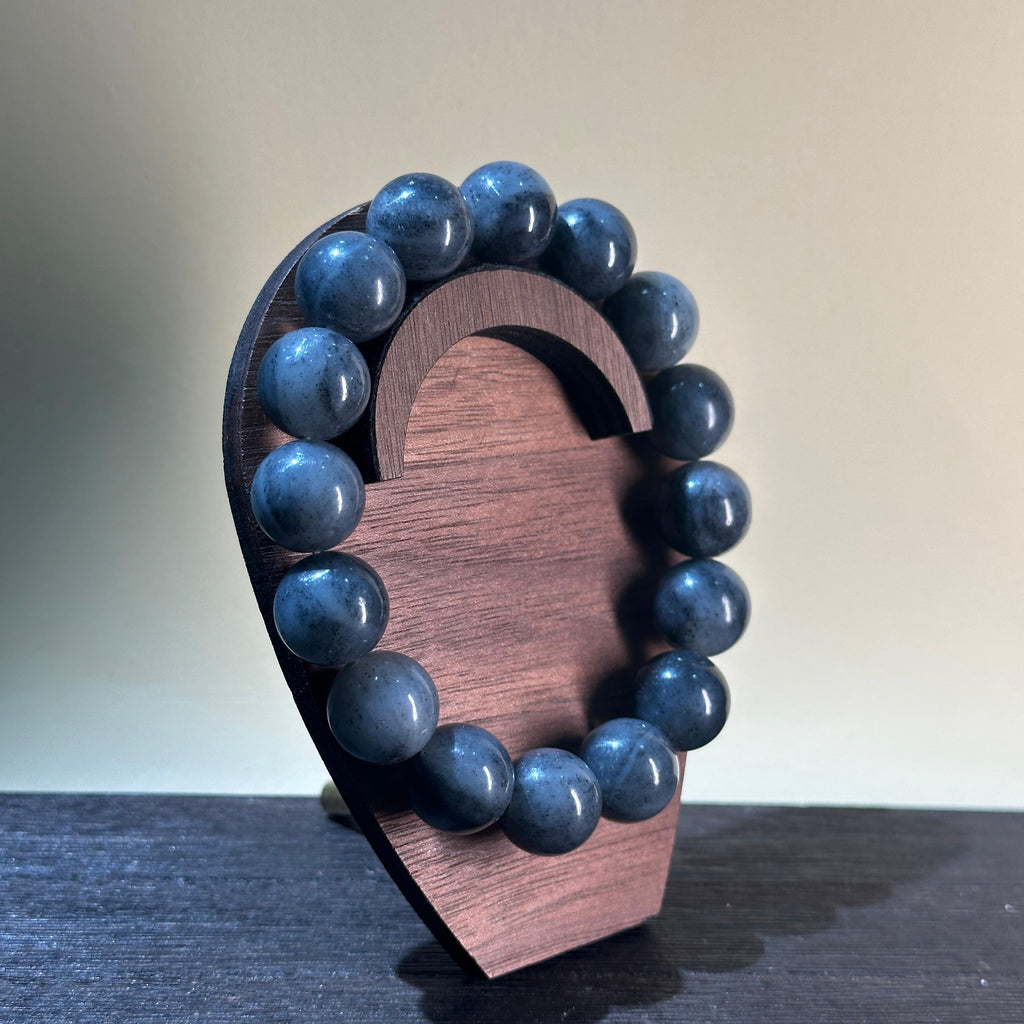 和田玉青花带皮籽料圆珠手串（16颗）（yc209185）