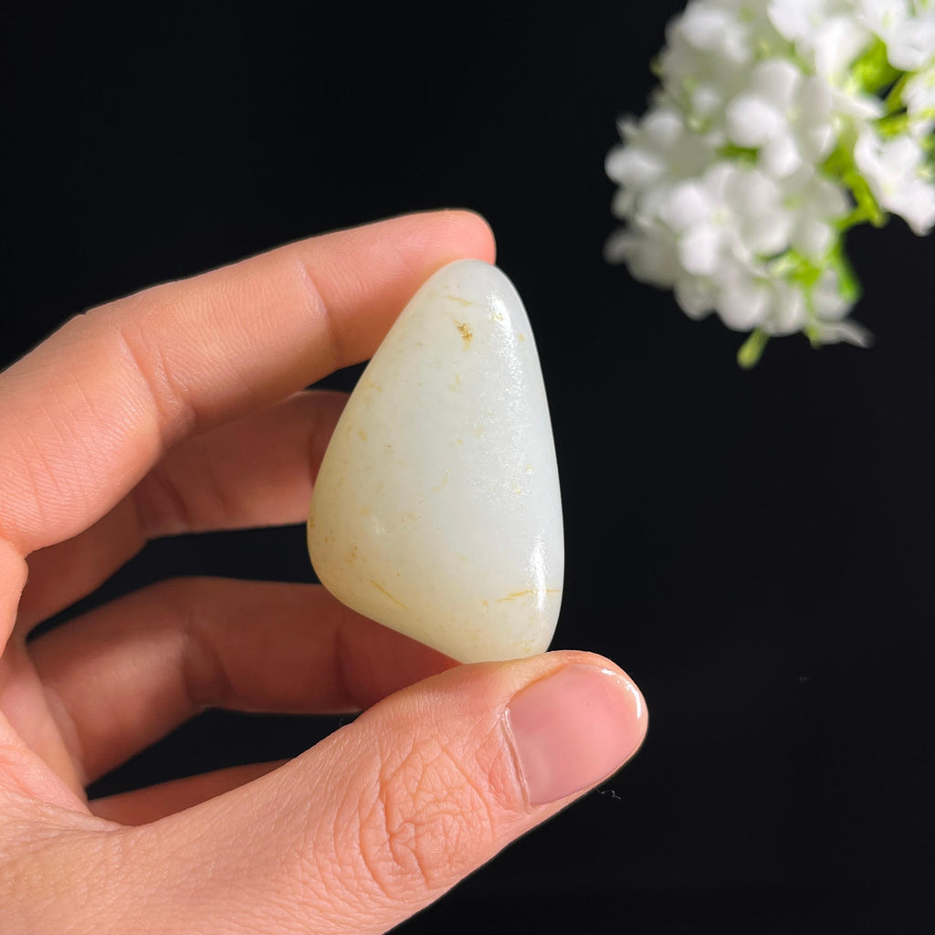 和田玉一级白洒金皮“雪玉金顶”籽料原石（yc295037）