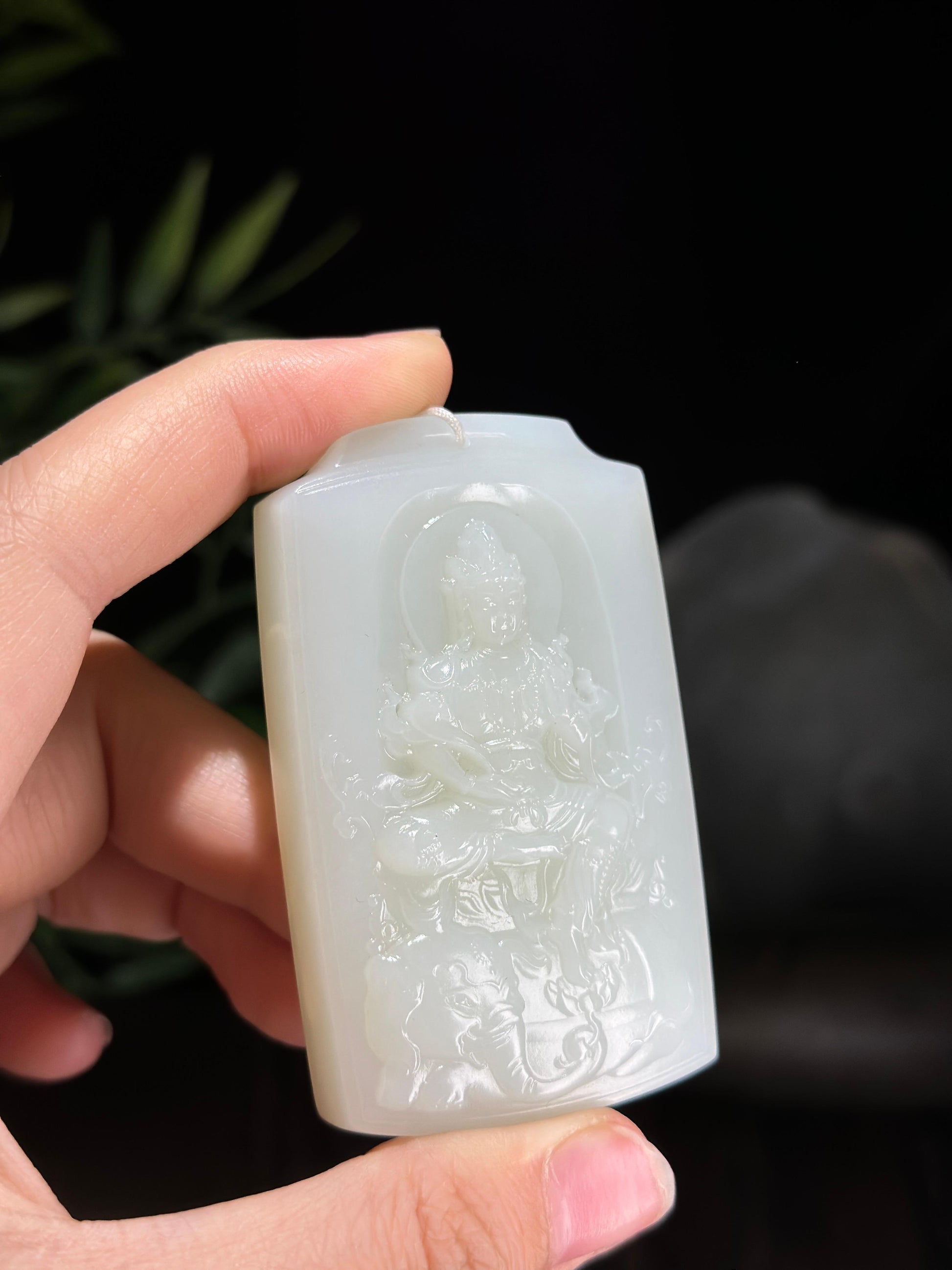 和田玉白玉普贤菩萨挂件（yc703100）