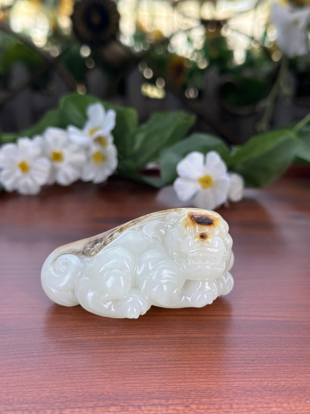 新疆和田玉精品秋梨皮籽料貔貅手把件（yc709508）