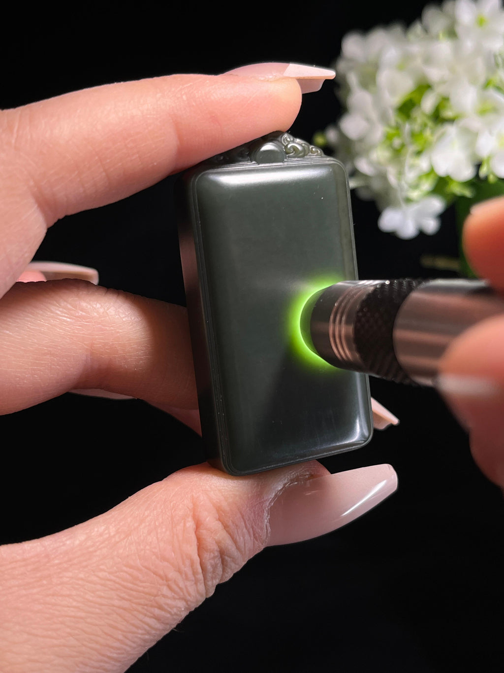 新疆天然和田玉塔青料平安无事牌1（yc260265）