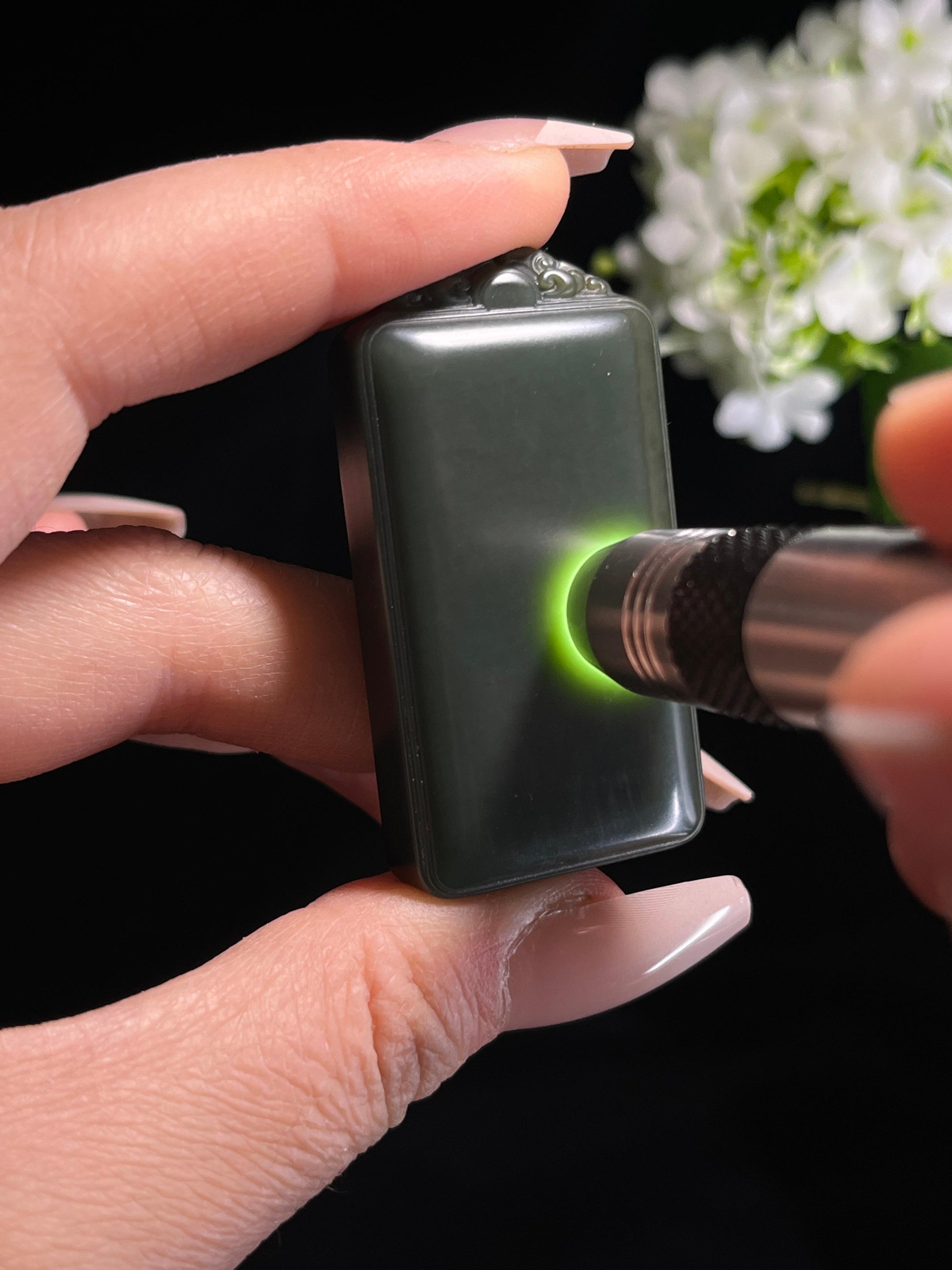 新疆天然和田玉塔青料平安无事牌1（yc260265）