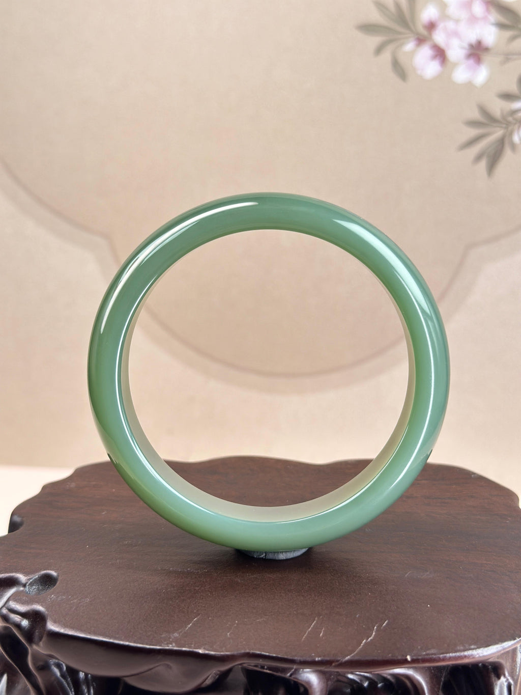 珍品和田玉碧玉粉青平安镯（卡57）（yc752058）
