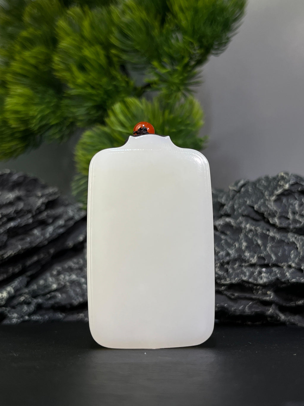 和田玉高青白玉平安无事牌（yc228789）