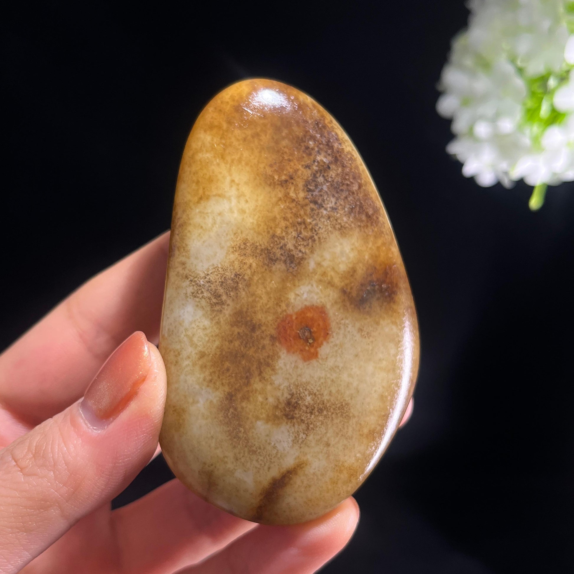 和田玉白玉“疏林残照”秋梨皮聚黑皮籽料（yc387458）