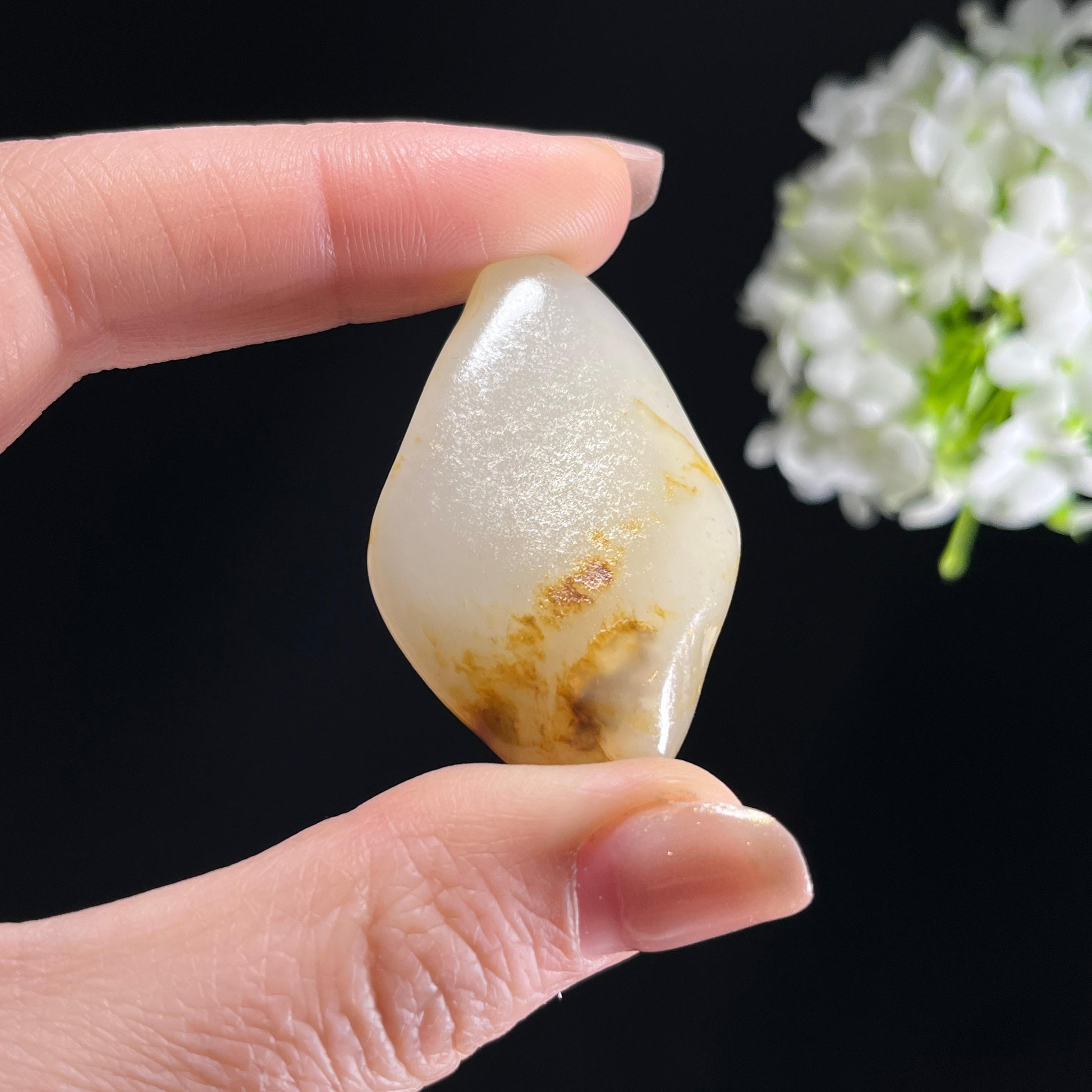 和田玉白玉“金缕秋声”洒金皮籽料（yc353490）